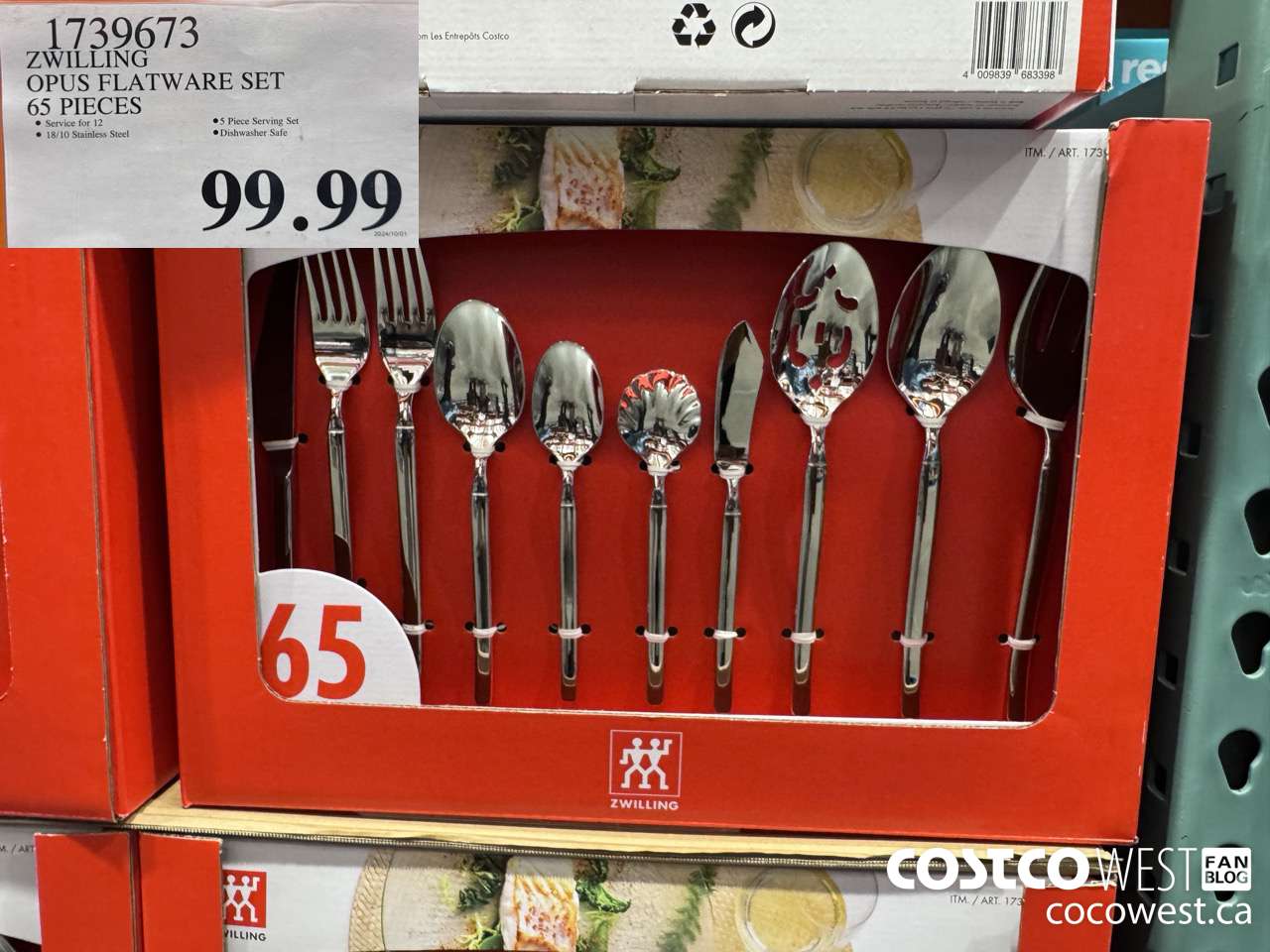 1739673 ZWILLING OPUS FLATWARE SET 65 PIECES $99.99
