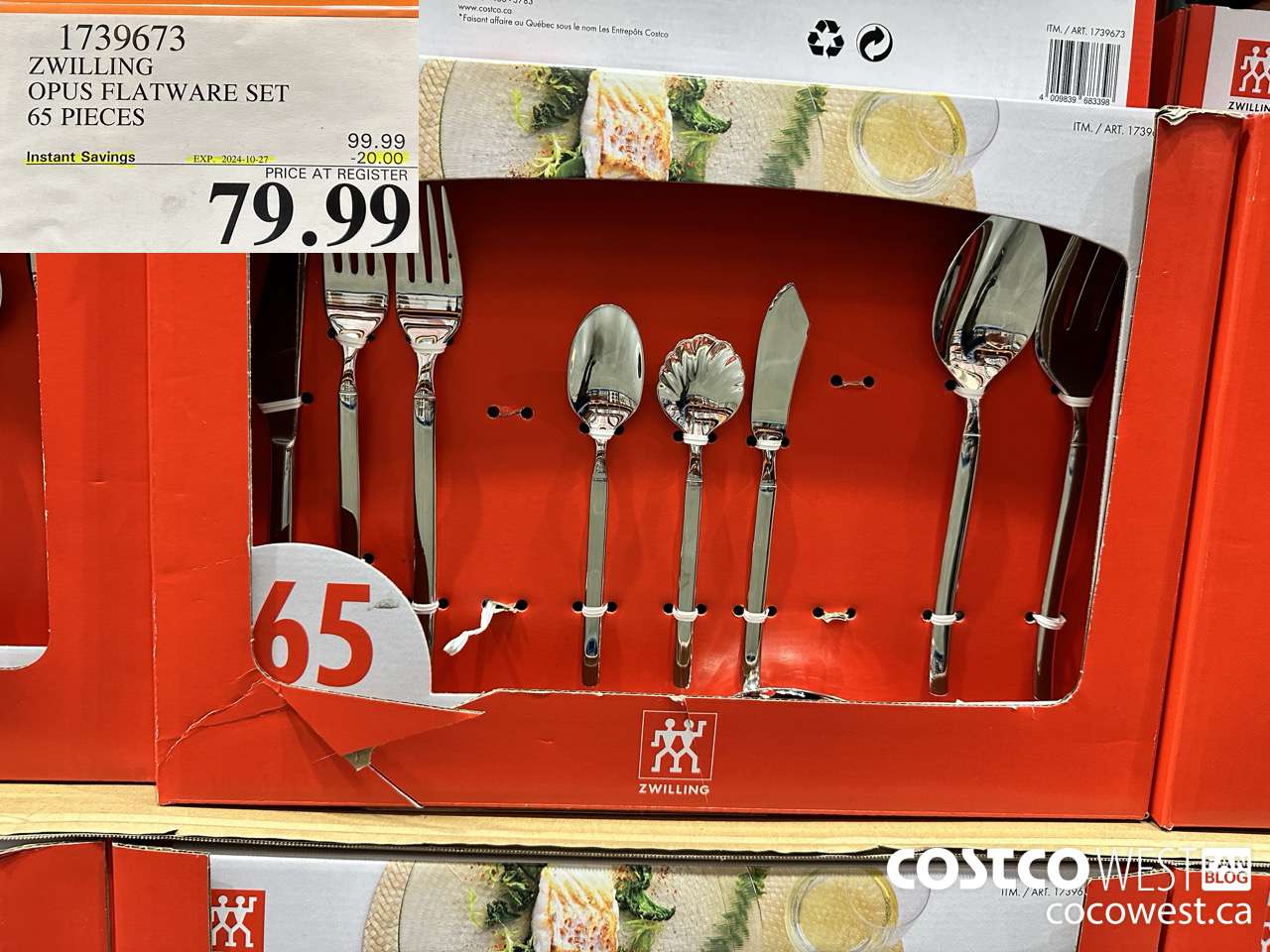 1739673 ZWILLING OPUS FLATWARE SET 65 PIECES ($20.00 INSTANT SAVINGS EXPIRES ON 2024-10-27) $79.99