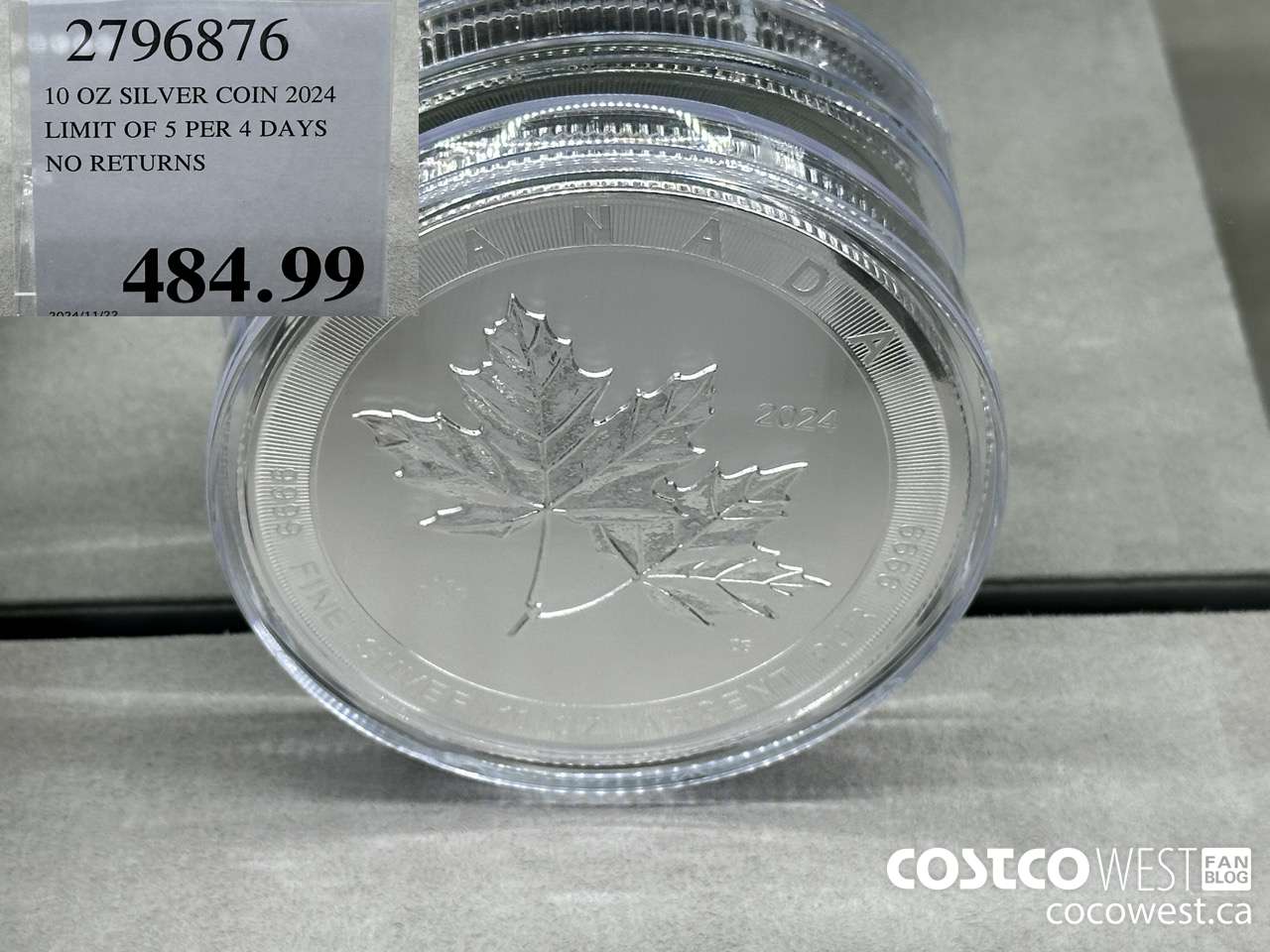 2796876 10 OZ SILVER COIN 2024 LIMIT OF 5 PER 4 DAYS NO RETURNS $484.99