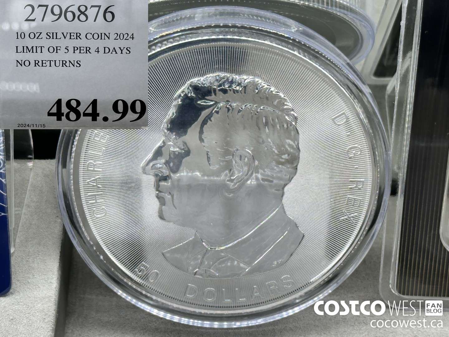 2196876 10 OZ SILVER COIN 2024 LIMIT OF 5 PER 4 DAYS NO RETURNS  $484.99