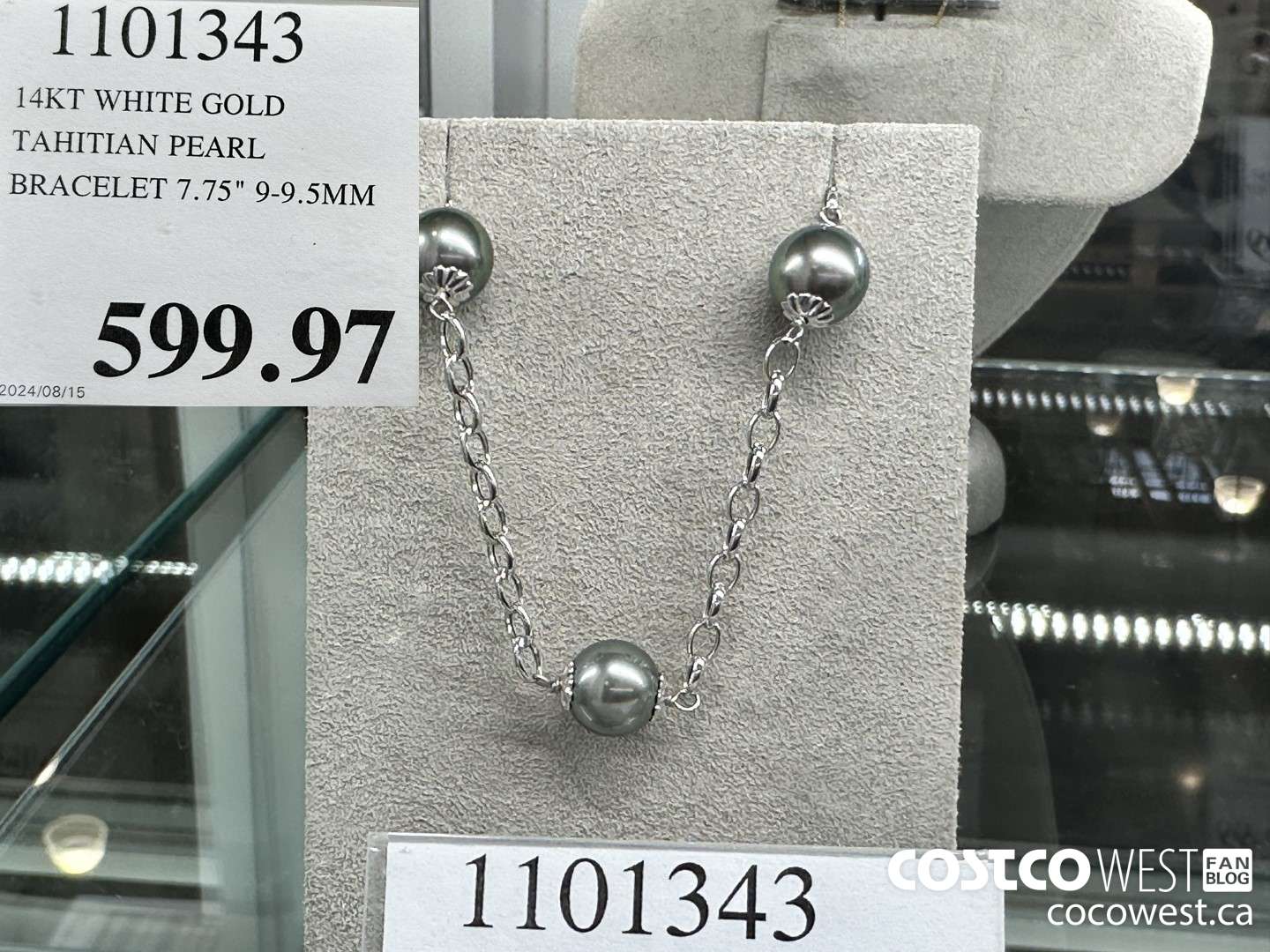 1101343 14KT WHITE GOLD TAHITIAN PEARL BRACELET 7.75