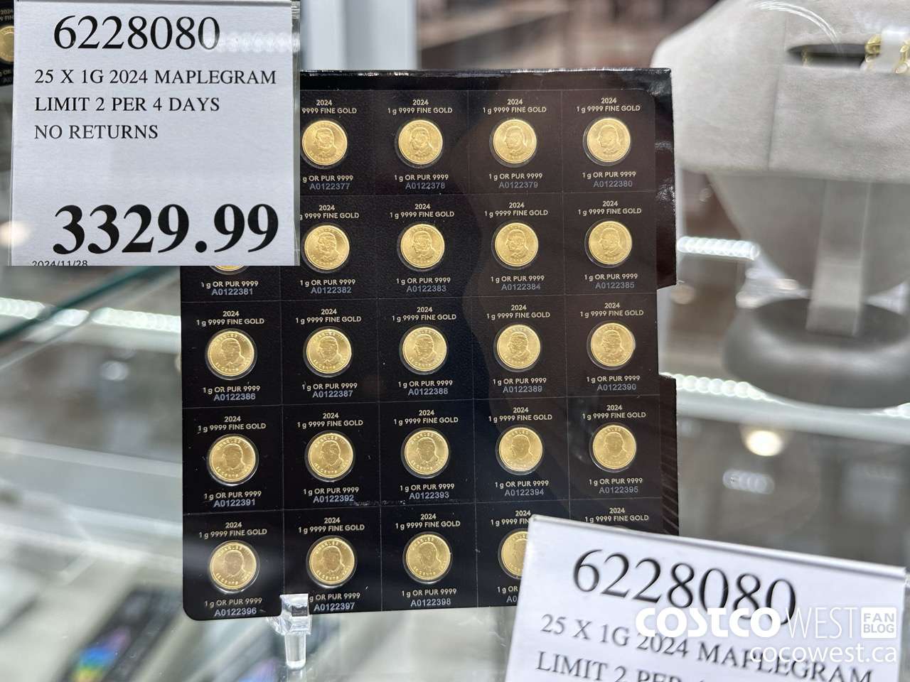 6228080 25 X 1G 2024 MAPLEGRAM LIMIT 2 PER 4 DAYS NO RETURNS $3329.99