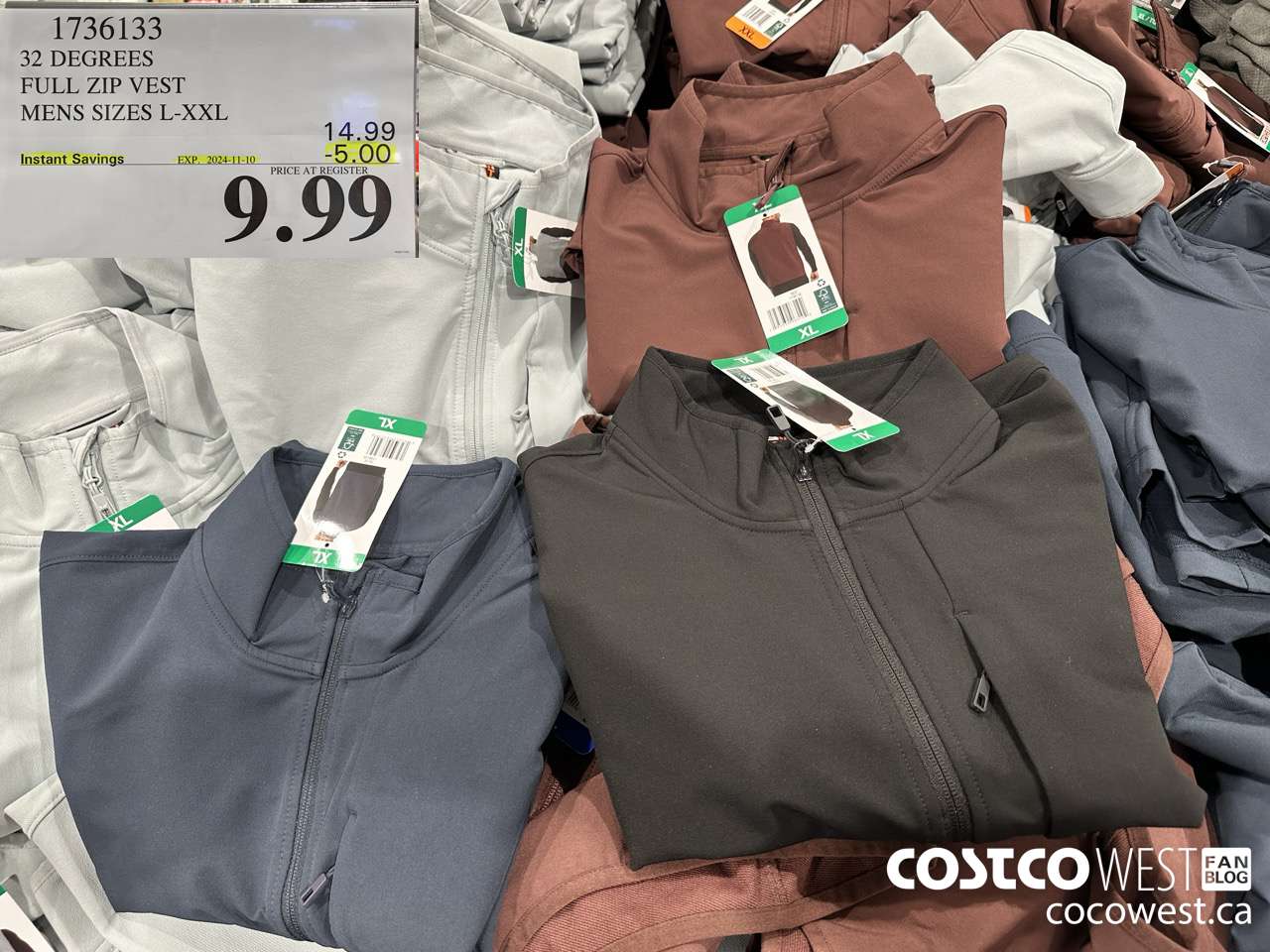 1736133 32 DEGREES FULL ZIP MENS SIZES L-XXL ($5.00 INSTANT SAVINGS EXPIRES ON 2024-11-10) $9.99