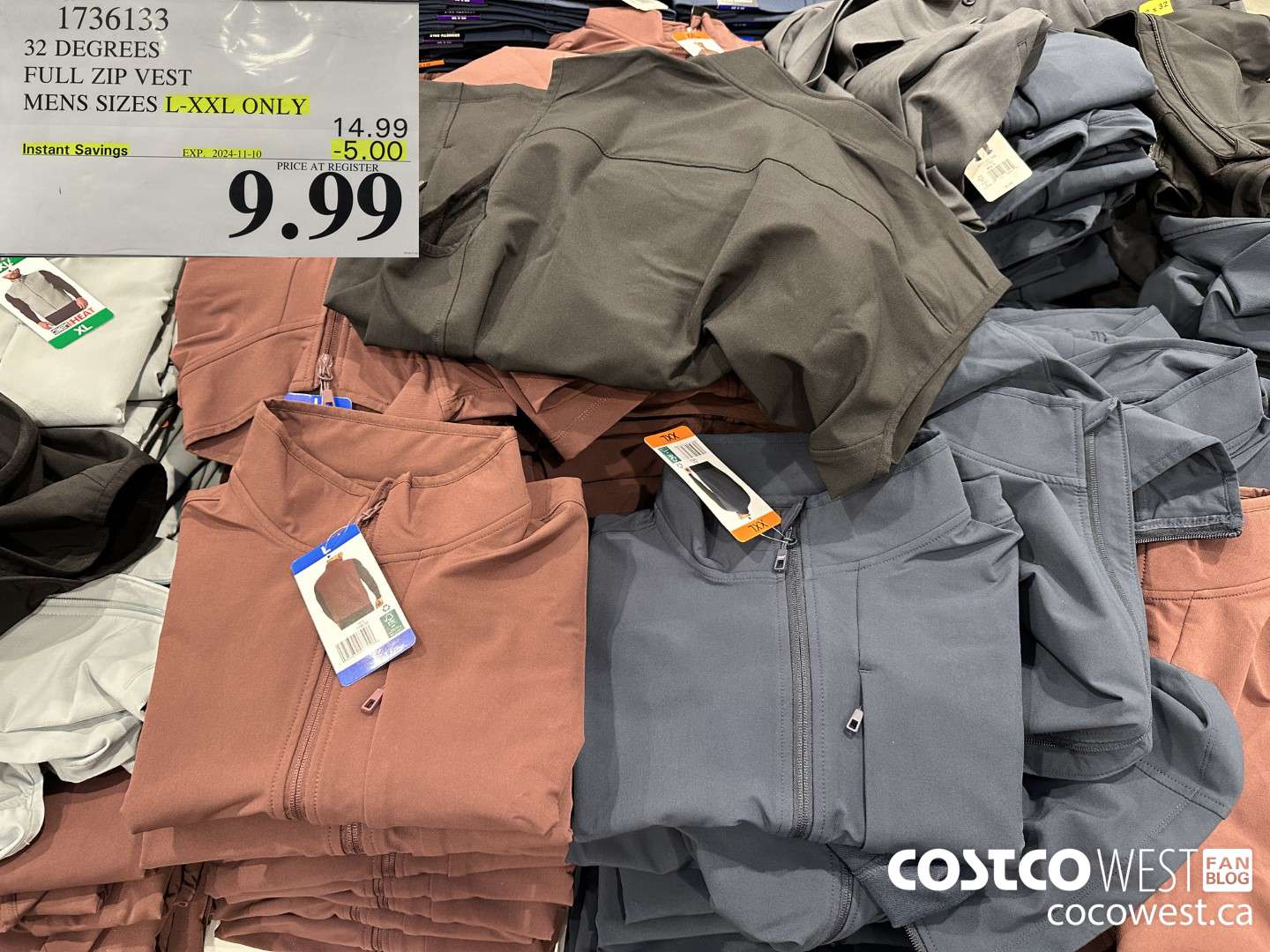 1736133 32 DEGREES FULL ZIP MENS SIZES L-XXL ONLY ($5.00 INSTANT SAVINGS EXPIRES ON 2024-11-10) $9.99