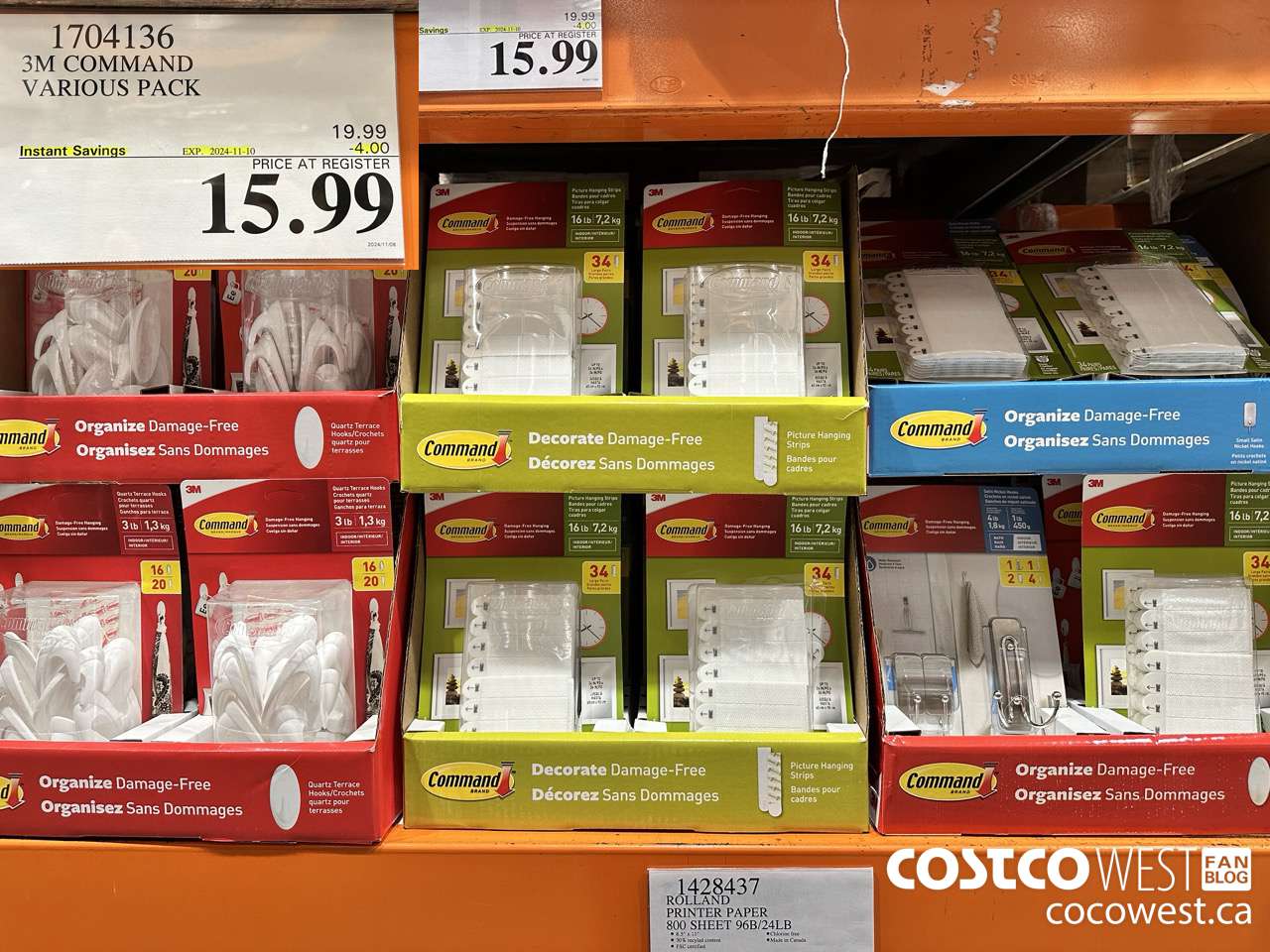 1704136 3M COMMAND VARIOUS PACK ($4.00 INSTANT SAVINGS EXPIRES ON 2024-11-10) $15.99