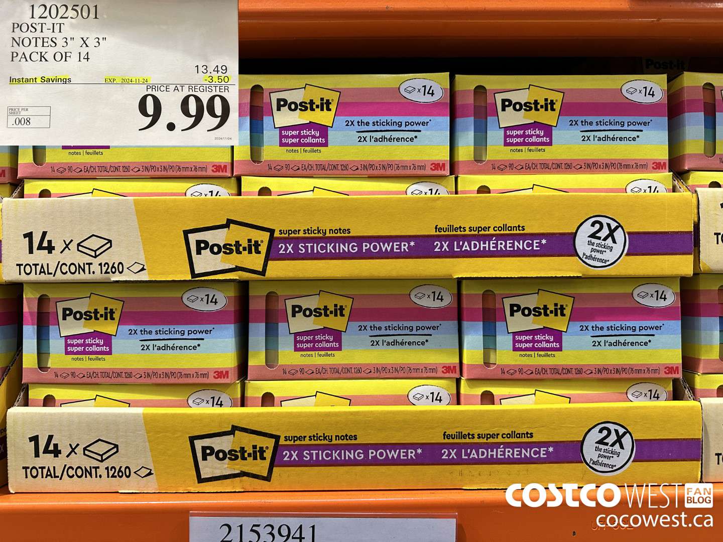 1202501 3M POST-IT NOTES 3