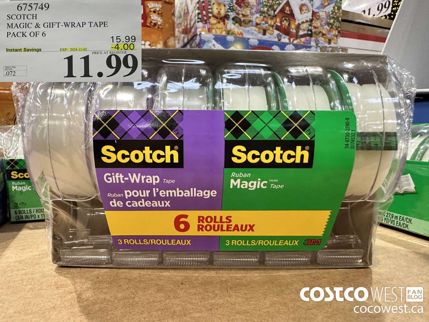 675749 3M SCOTCH MAGIC TAPE/GIFT WRAP TAPE 6PK ($4.00 INSTANT SAVINGS EXPIRES ON 2024-11-03) $11.99