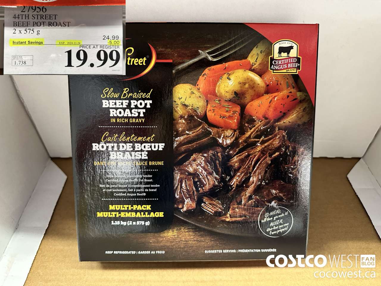 27956 44TH STREET BEEF POT ROAST 2 X 575 G ($5.00 INSTANT SAVINGS EXPIRES ON 2024-11-24) $19.99