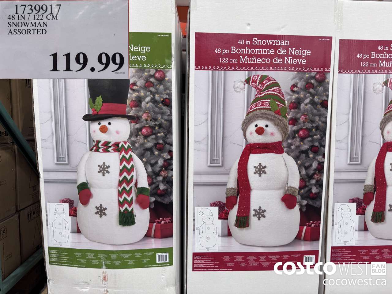 1739917 48 IN / 122 CM SNOWMAN INDOOR ONLY $119.99