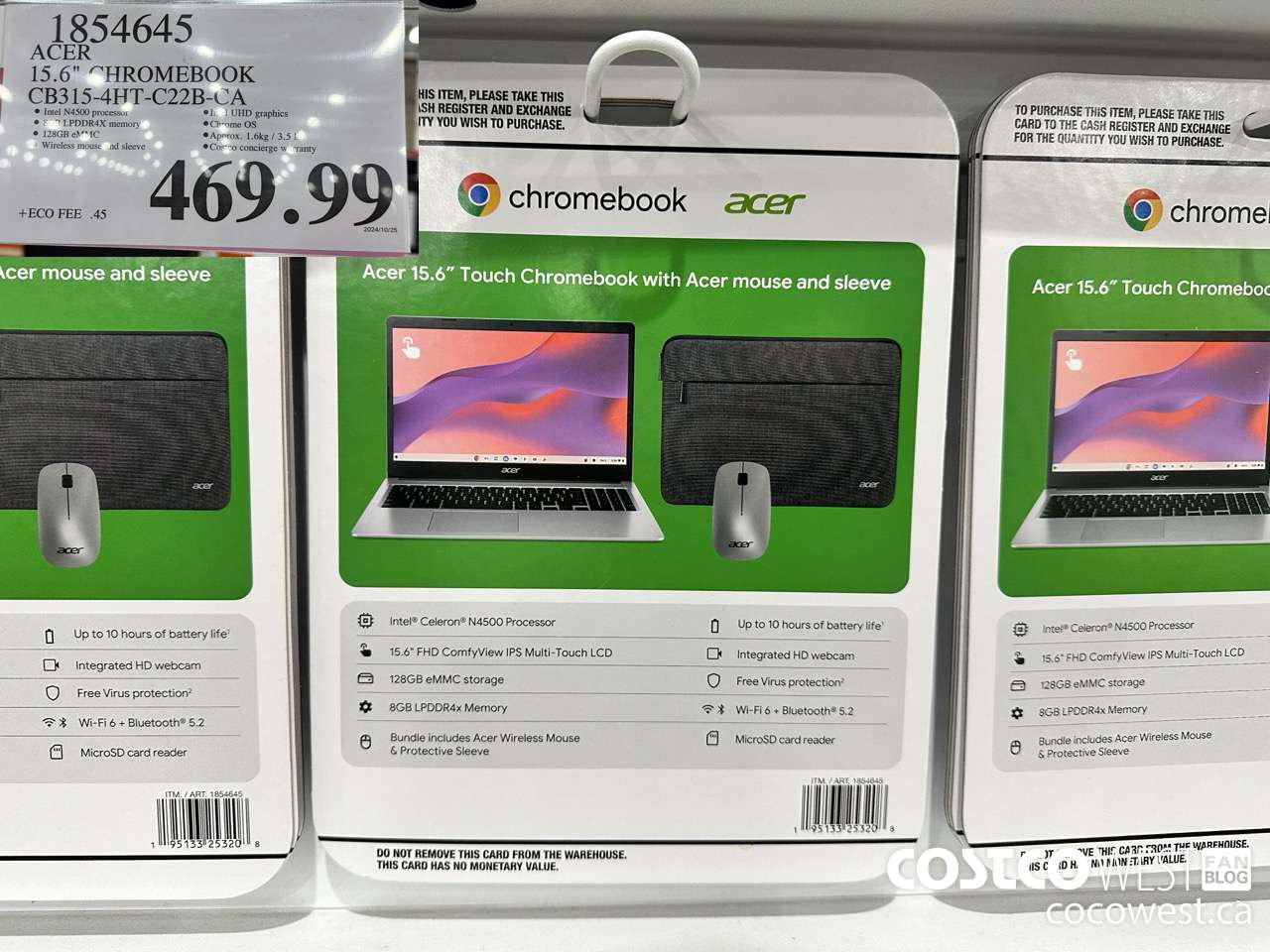 1854645 ACER 15.6 IN CHROMEBOOK CB315-4HT-C22B-CA $469.99