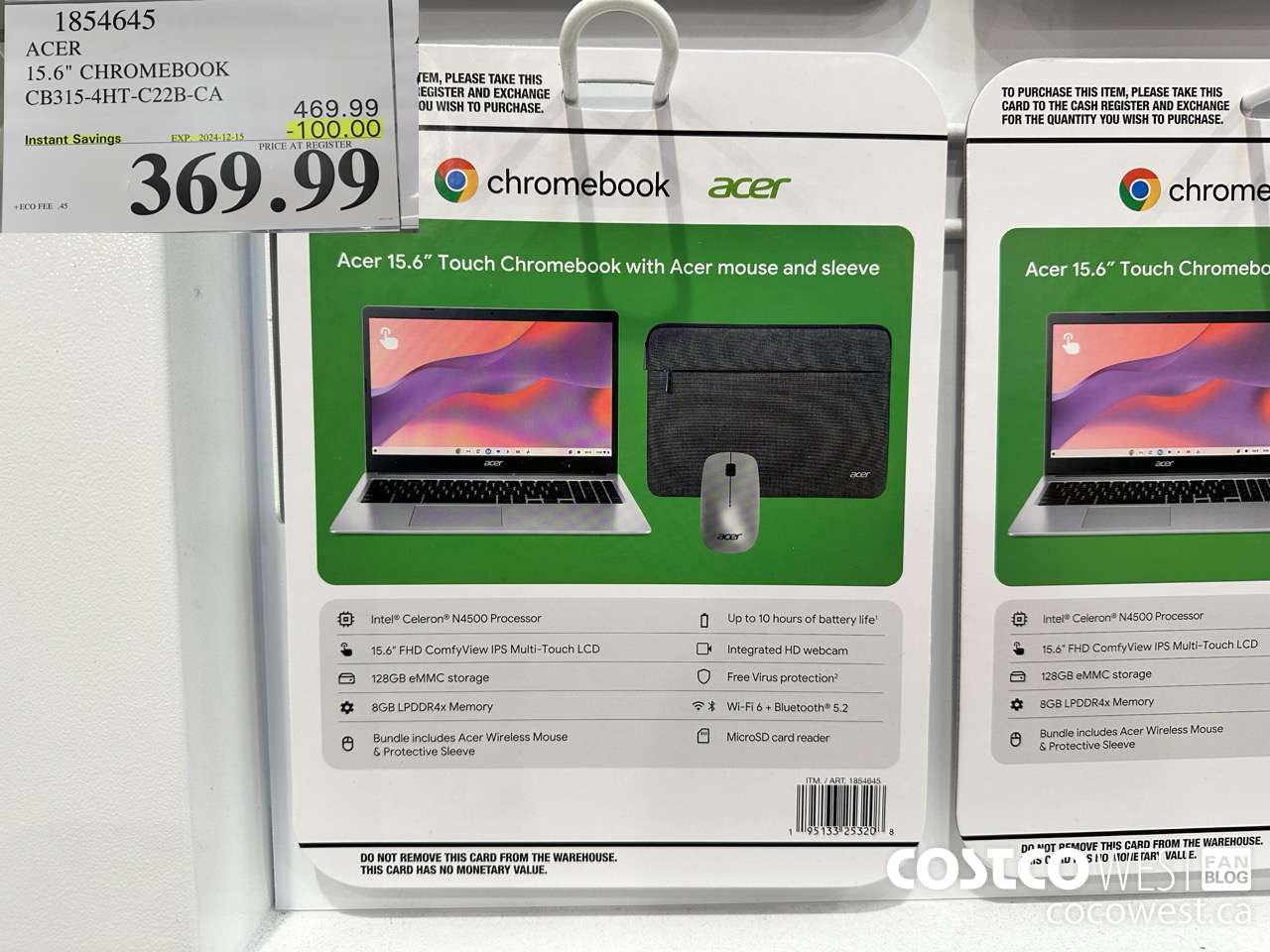 1854645 ACER 15.6 IN CHROMEBOOK CB315-4HT-C22B-CA ($100.00 INSTANT SAVINGS EXPIRES ON 2024-12-15) $369.99