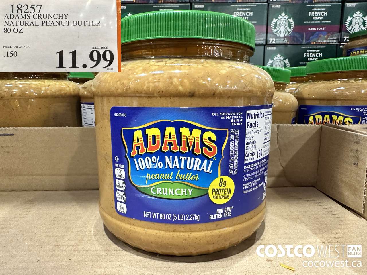 18257 ADAMS CRUNCHY NATURAL PEANUT BUTTER 80 OZ $11.99
