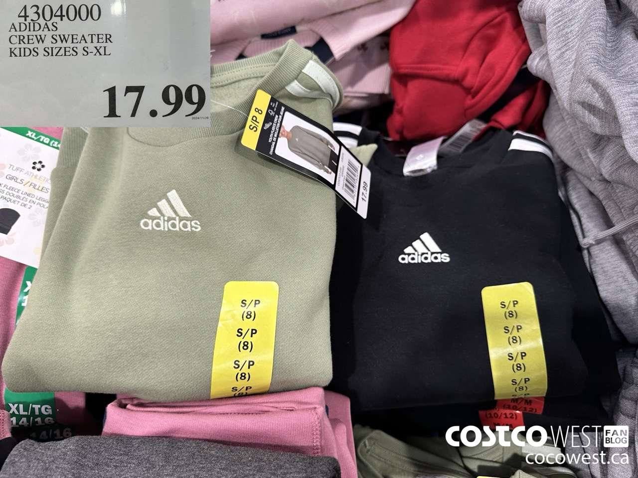4304000 ADIDAS CREW SWEATER KIDS SIZES S-XL $17.99