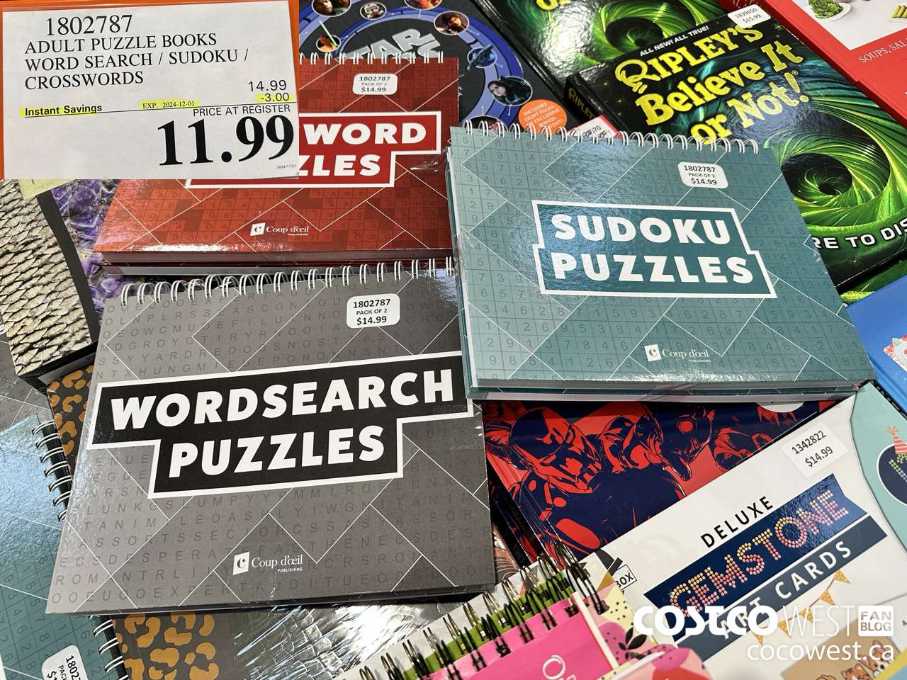 1802787 ADULT PUZZLE BOOKS WORD SEARCH / SUDOKU / CROSSWORD ($3.00 INSTANT SAVINGS EXPIRES ON 2024-12-01) $11.99