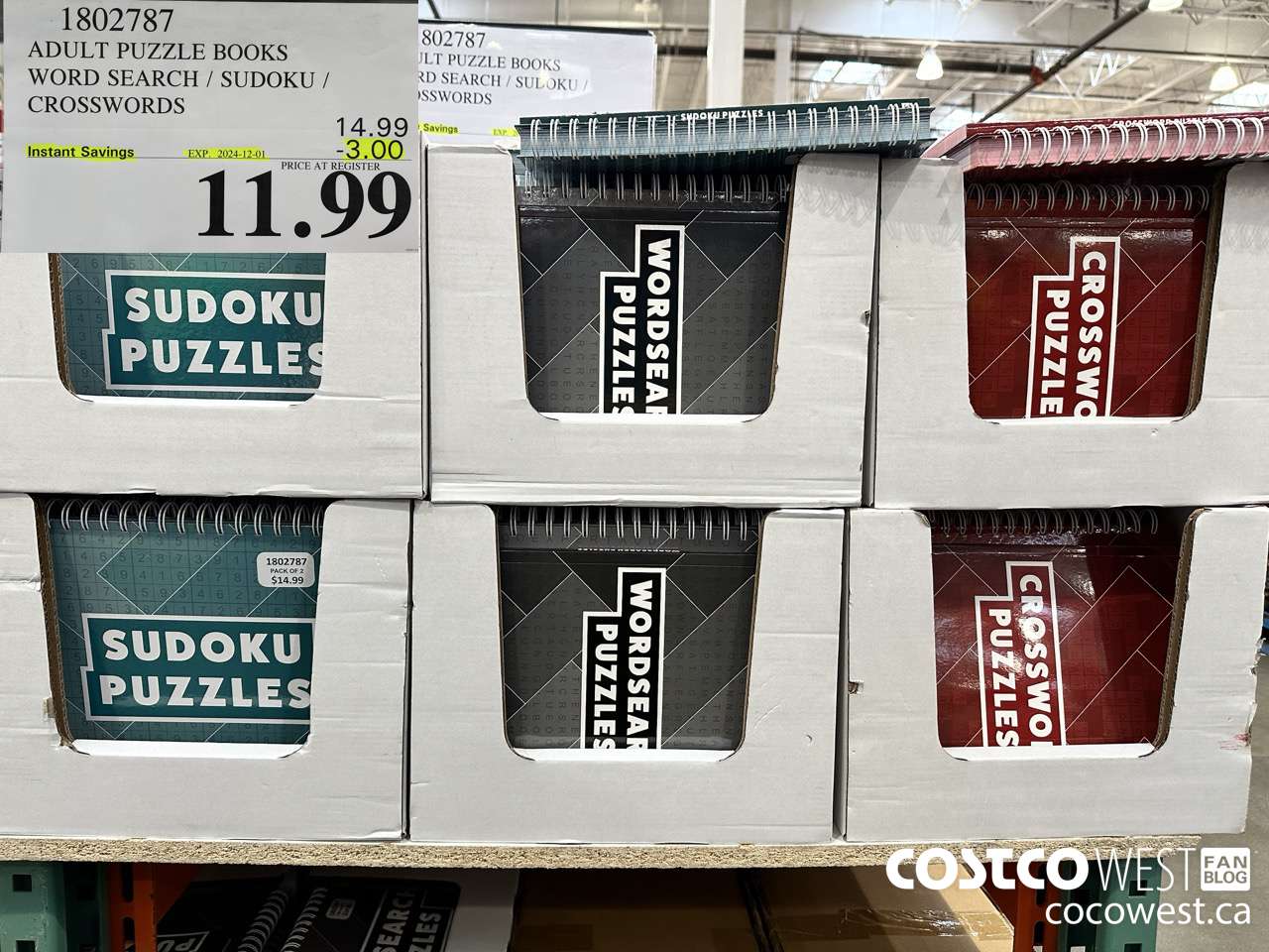 1802787 ADULT PUZZLE BOOKS WORD SEARCH / SUDOKU / CROSSWORD ($3.00 INSTANT SAVINGS EXPIRES ON 2024-12-01) $11.99