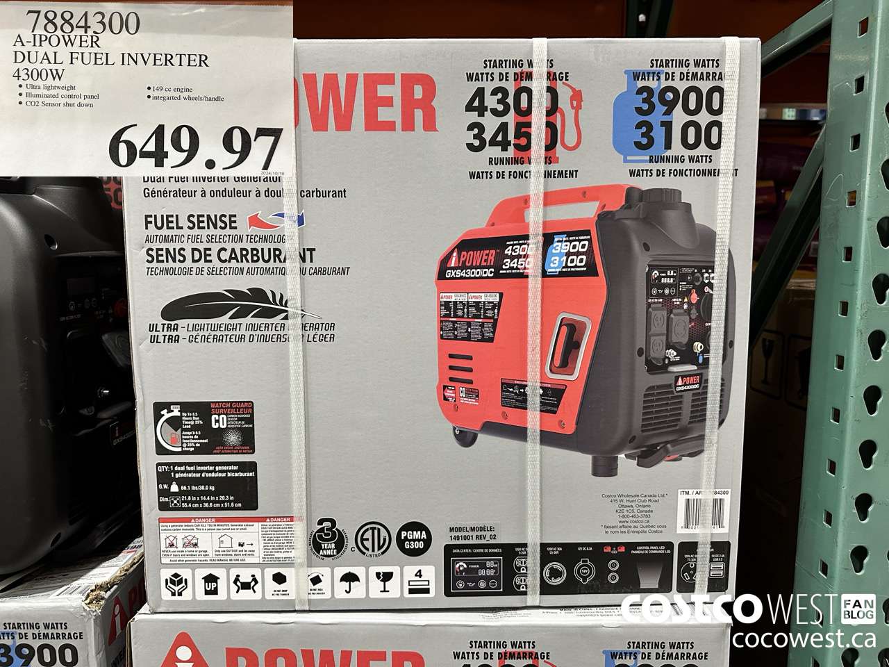 7884300 A-IPOWER DUAL FUEL INVERTER 4300W $649.97