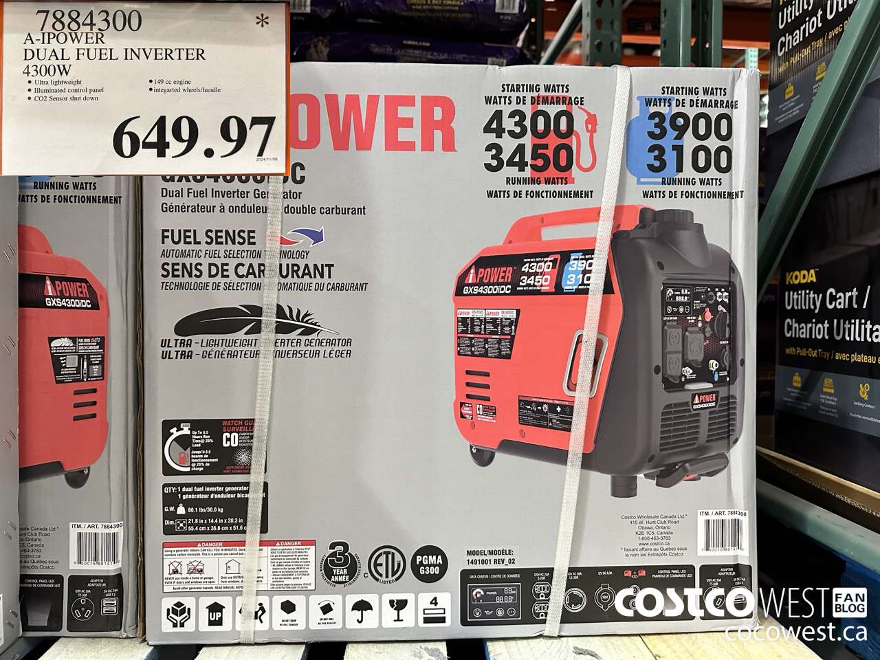 7884300 A-IPOWER DUAL FUEL INVERTER 4300W $649.97