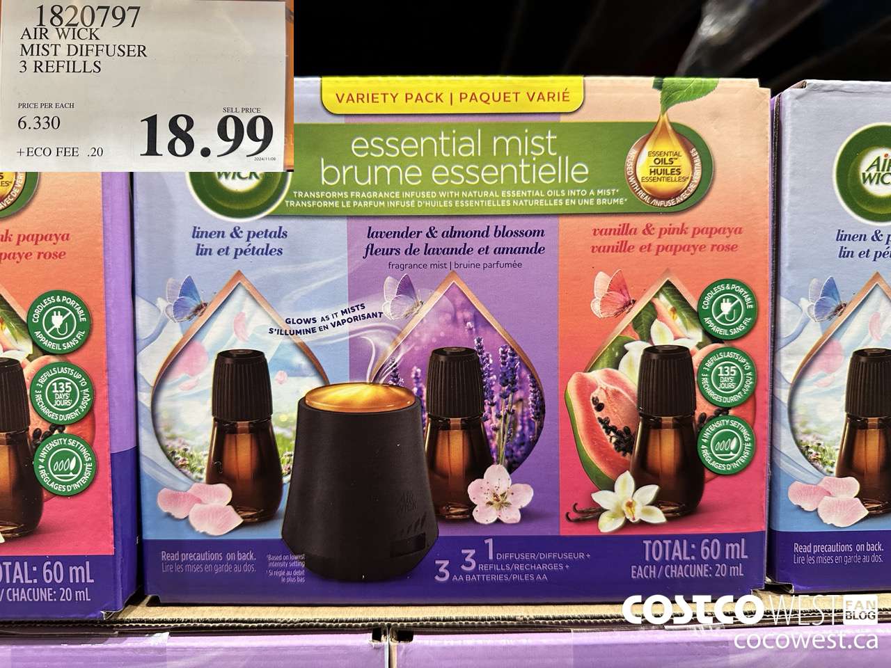 1820797 AIR WICK MIST DIFFUSER 3 REFILLS $18.99