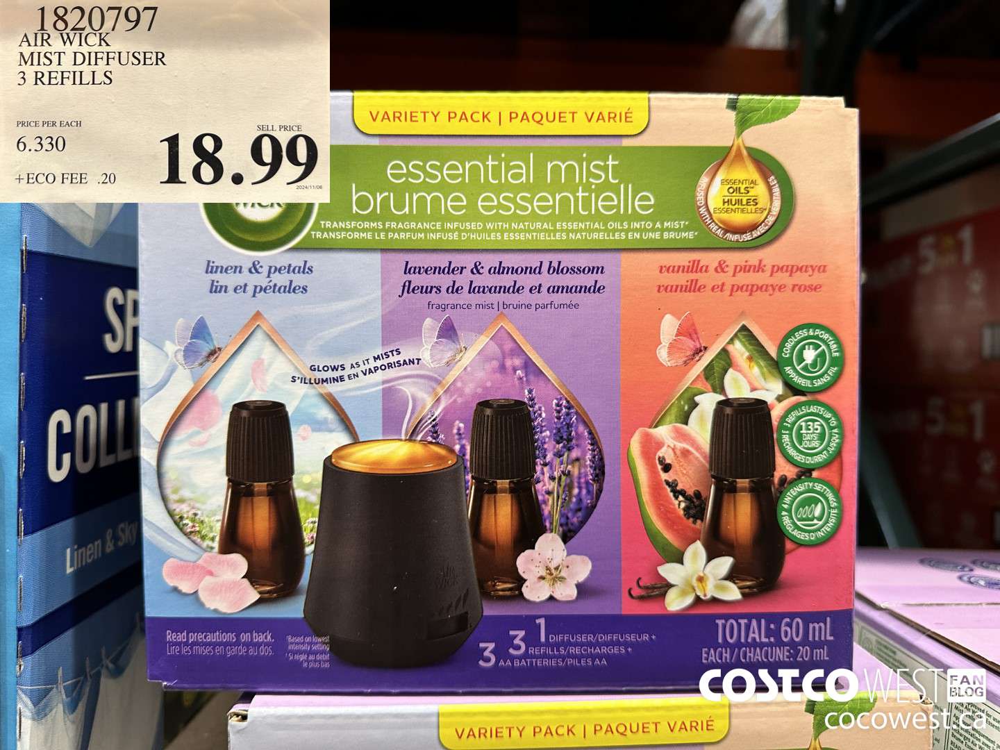 1820797 AIR WICK MIST DIFFUSER 3 REFILLS $18.99