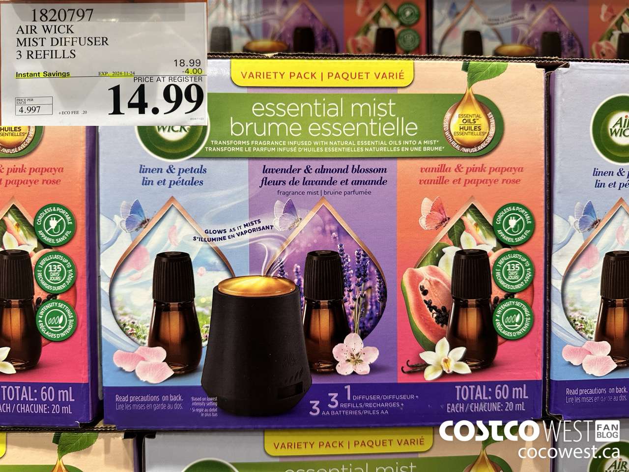 1820797 AIR WICK MIST DIFFUSER 3 REFILLS ($4.00 INSTANT SAVINGS EXPIRES ON 2024-11-24) $14.99