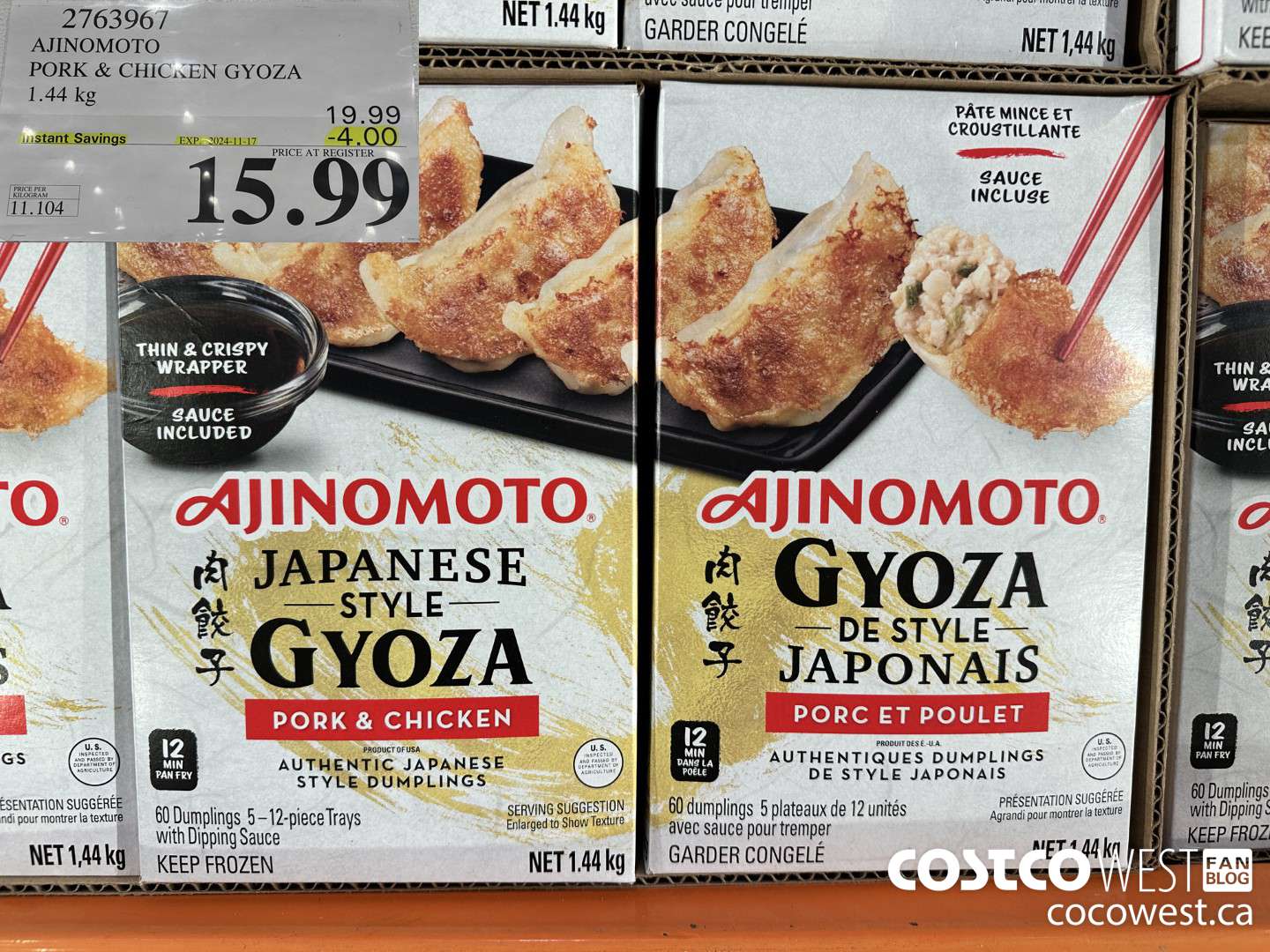 2763967 AJINOMOTO PORK & CHICKEN GYOZA 1.44 KG ($4.00 INSTANT SAVINGS EXPIRES ON 2024-11-17) $15.99
