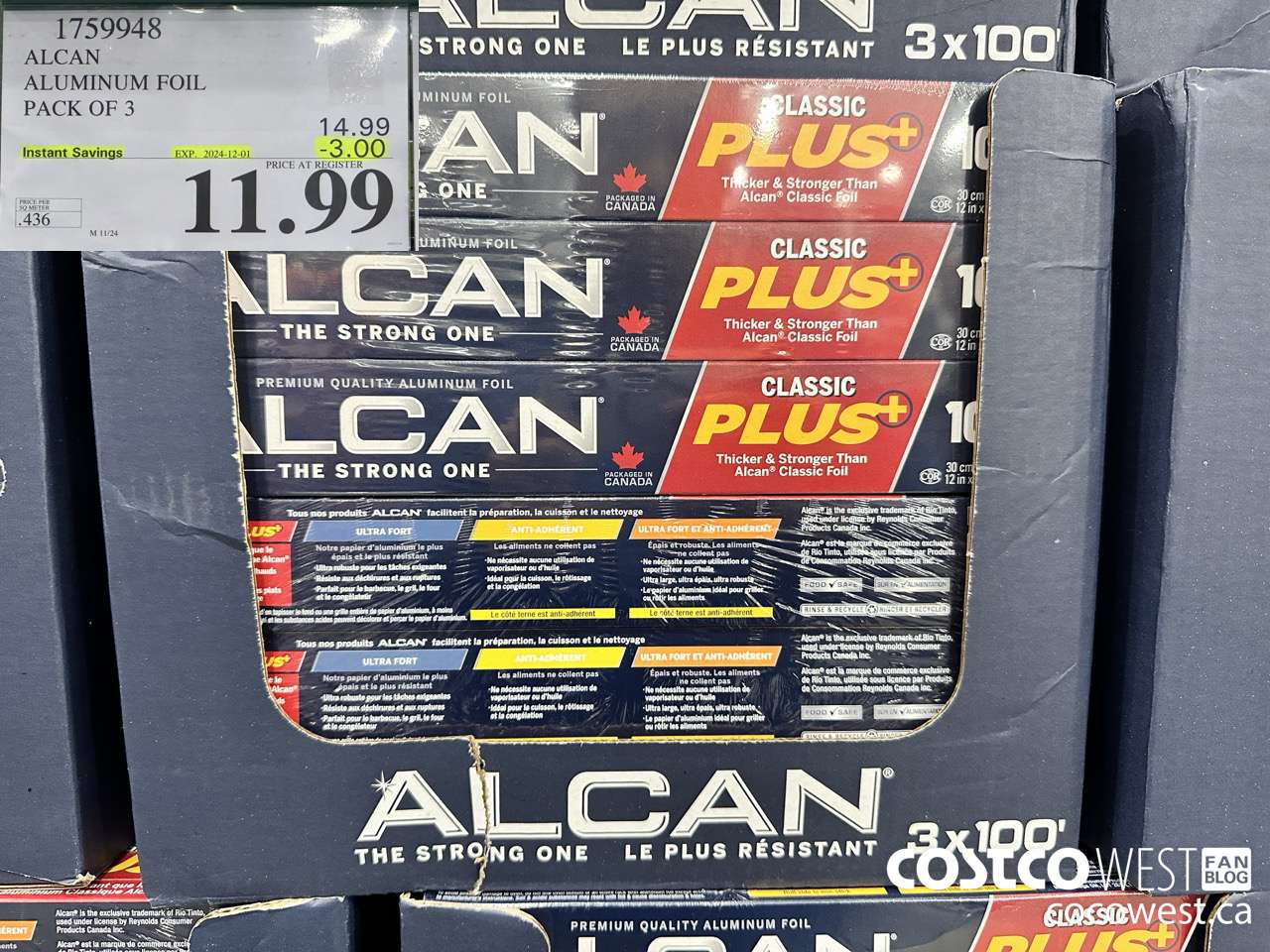 1759948 ALCAN ALUMINUM FOIL PACK OF 3 ($3.00 INSTANT SAVINGS EXPIRES ON 2024-12-01) $11.99