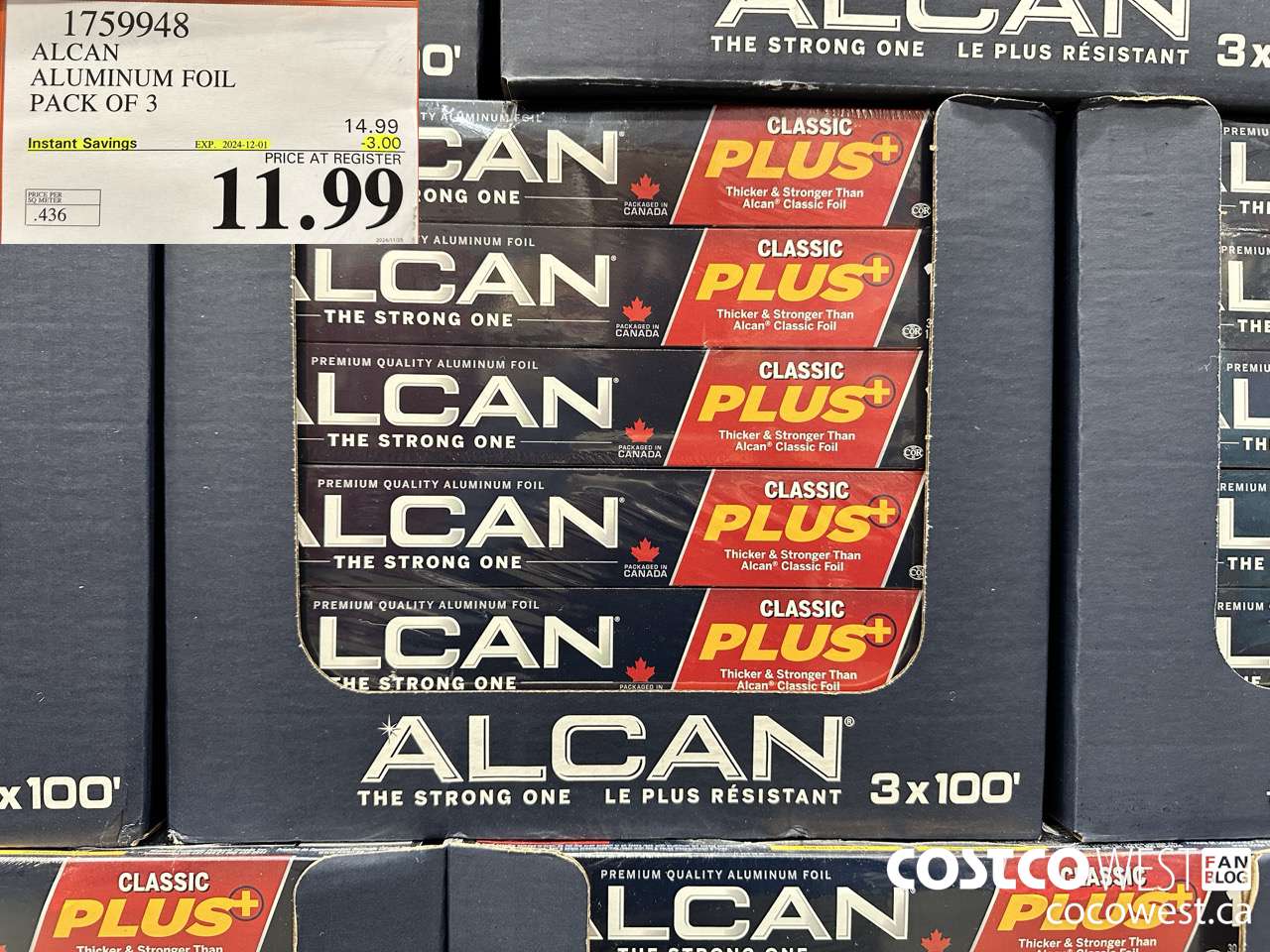 1759948 ALCAN ALUMINUM FOIL PACK OF 3 ($3.00 INSTANT SAVINGS EXPIRES ON 2024-12-01) $11.99