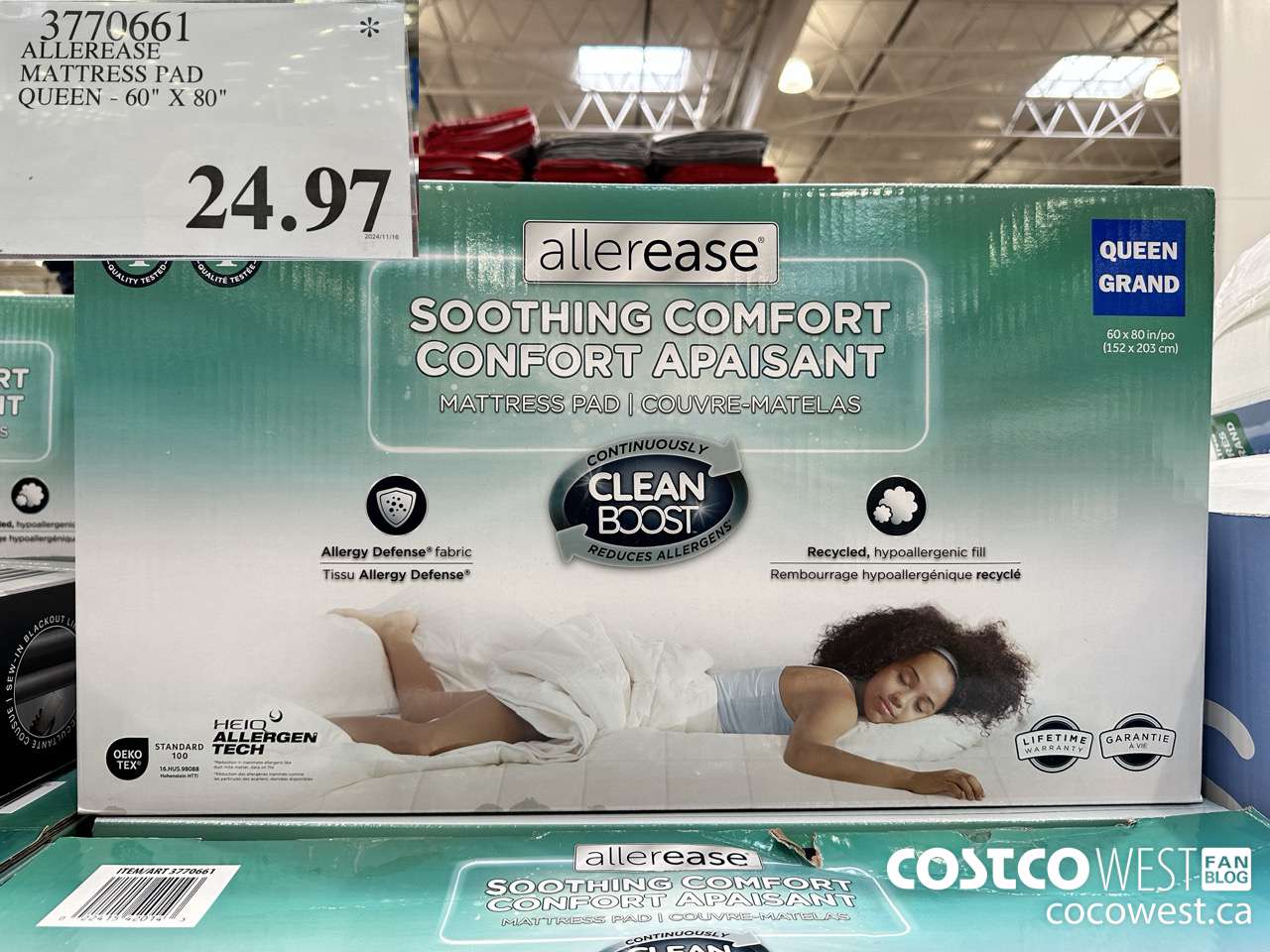 3770661 ALLEREASE MATTRESS PAD QUEEN 60