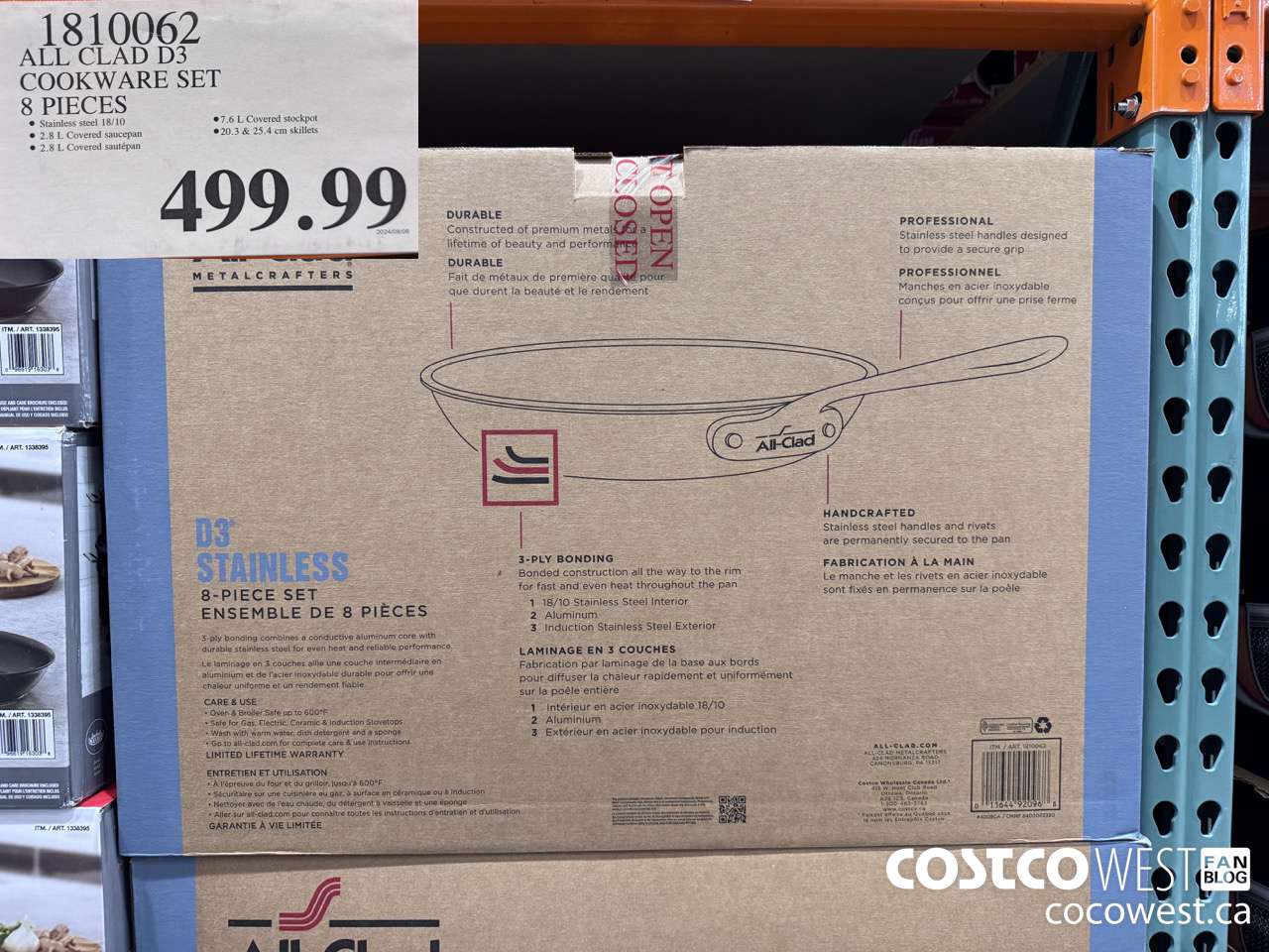 1810062 ALL CLAD D3 COOKWARE SET 8 PIECES $499.99