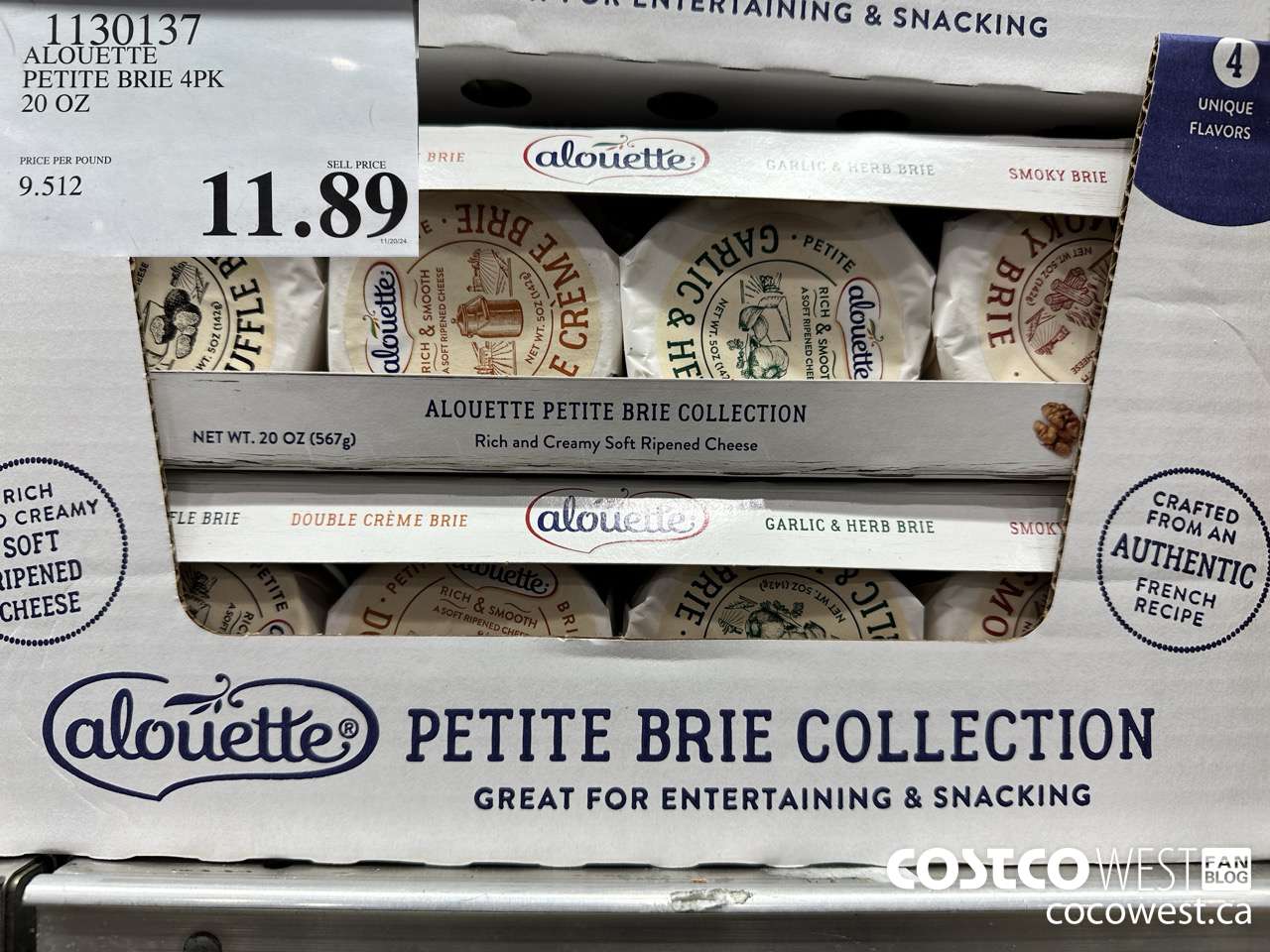 1130137 ALOUETTE PETITE BRIE 4PK 20 OZ $11.89