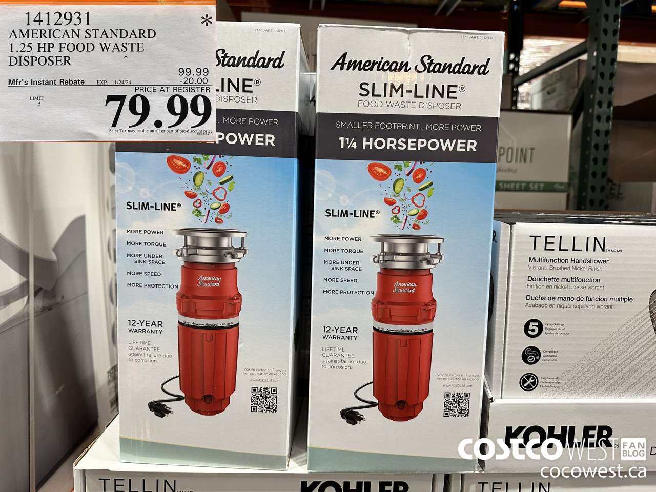 1412931 AMERICAN STANDARD 1.25 HP FOOD WASTE DISPOSER ($20.00 INSTANT SAVINGS EXPIRES ON 2024-11-24) $79.99