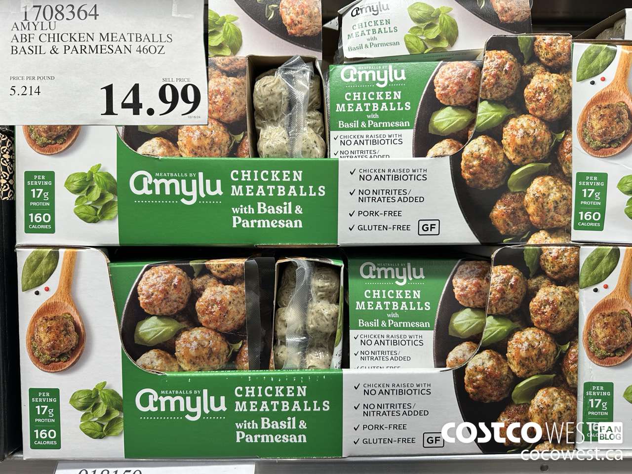 1708364 AMYLU ABF CHICKEN MEATBALLS BASIL & PARMESAN 46OZ $14.99