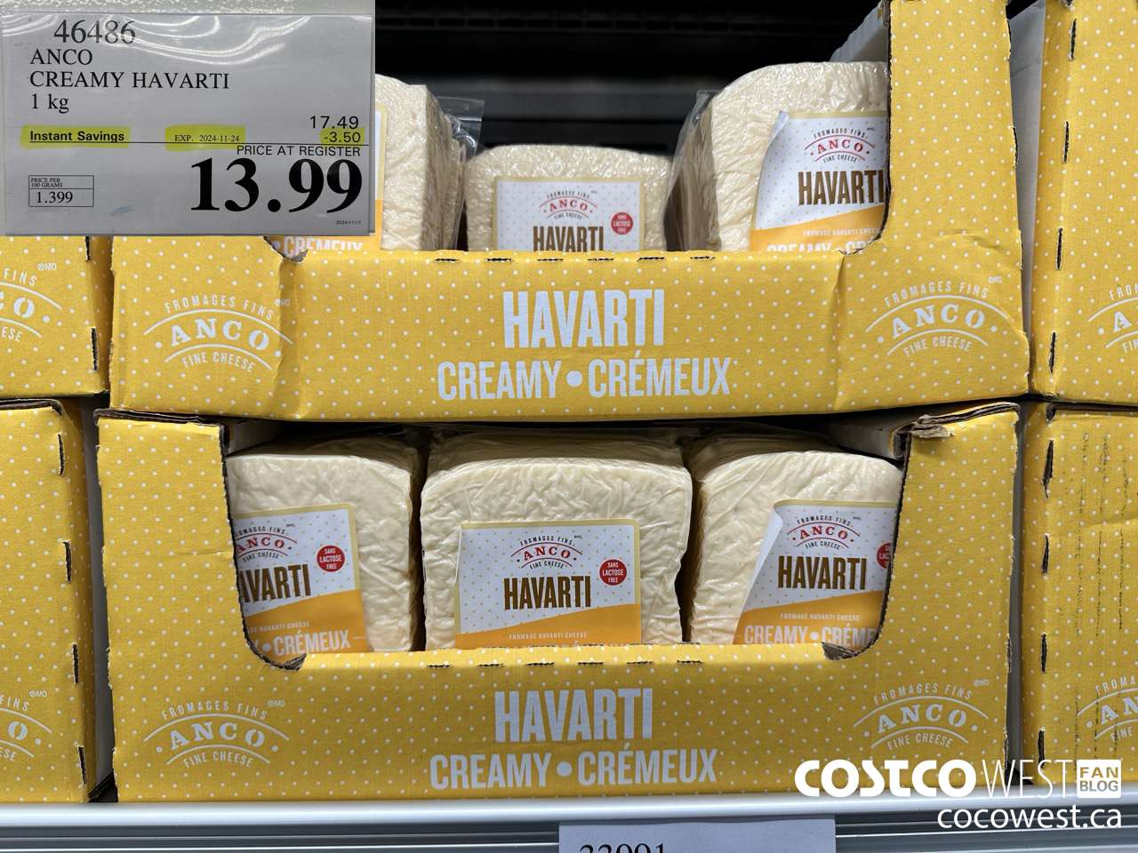 46486 ANCO CREAMY HAVARTI 1KG ($3.50 INSTANT SAVINGS EXPIRES ON 2024-11-24) $13.99