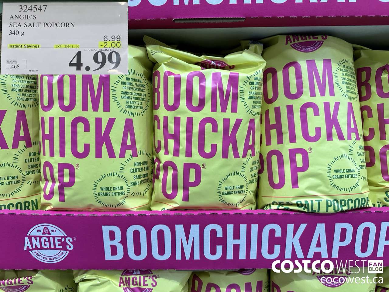 324547 ANGIE'S SEA SALT POPCORN 340 G ($2.00 INSTANT SAVINGS EXPIRES ON 2024-11-10) $4.99