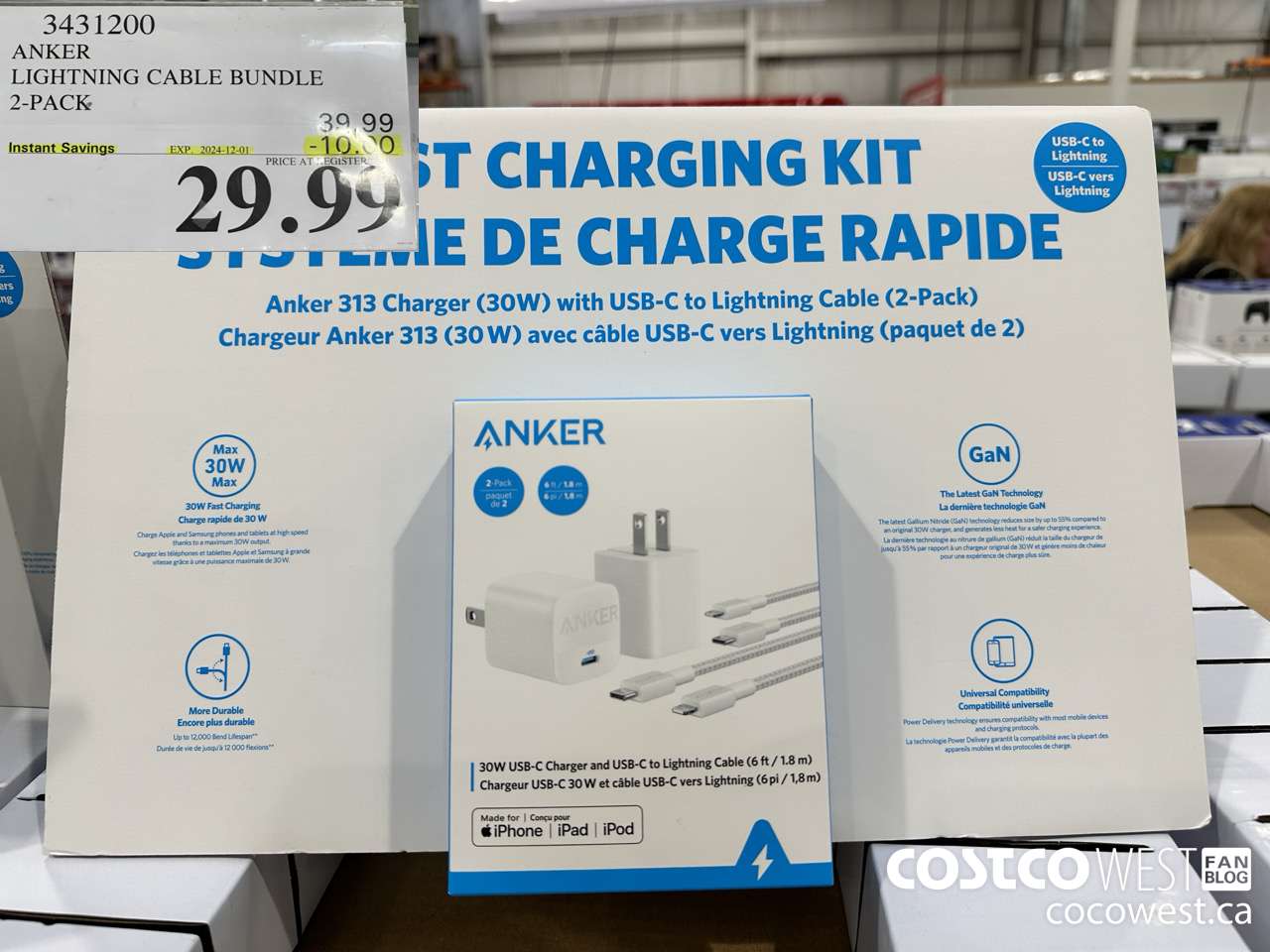 3431200 ANKER LIGHTNING CABLE BUNDLE 2-PACK ($10.00 INSTANT SAVINGS EXPIRES ON 2024-12-01) $29.99