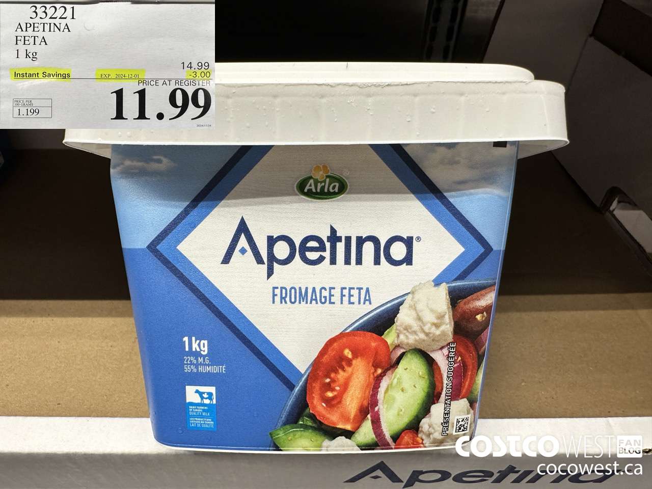 33221 APETINA FETA 1kg ($3.00 INSTANT SAVINGS EXPIRES ON 2024-12-01) $11.99