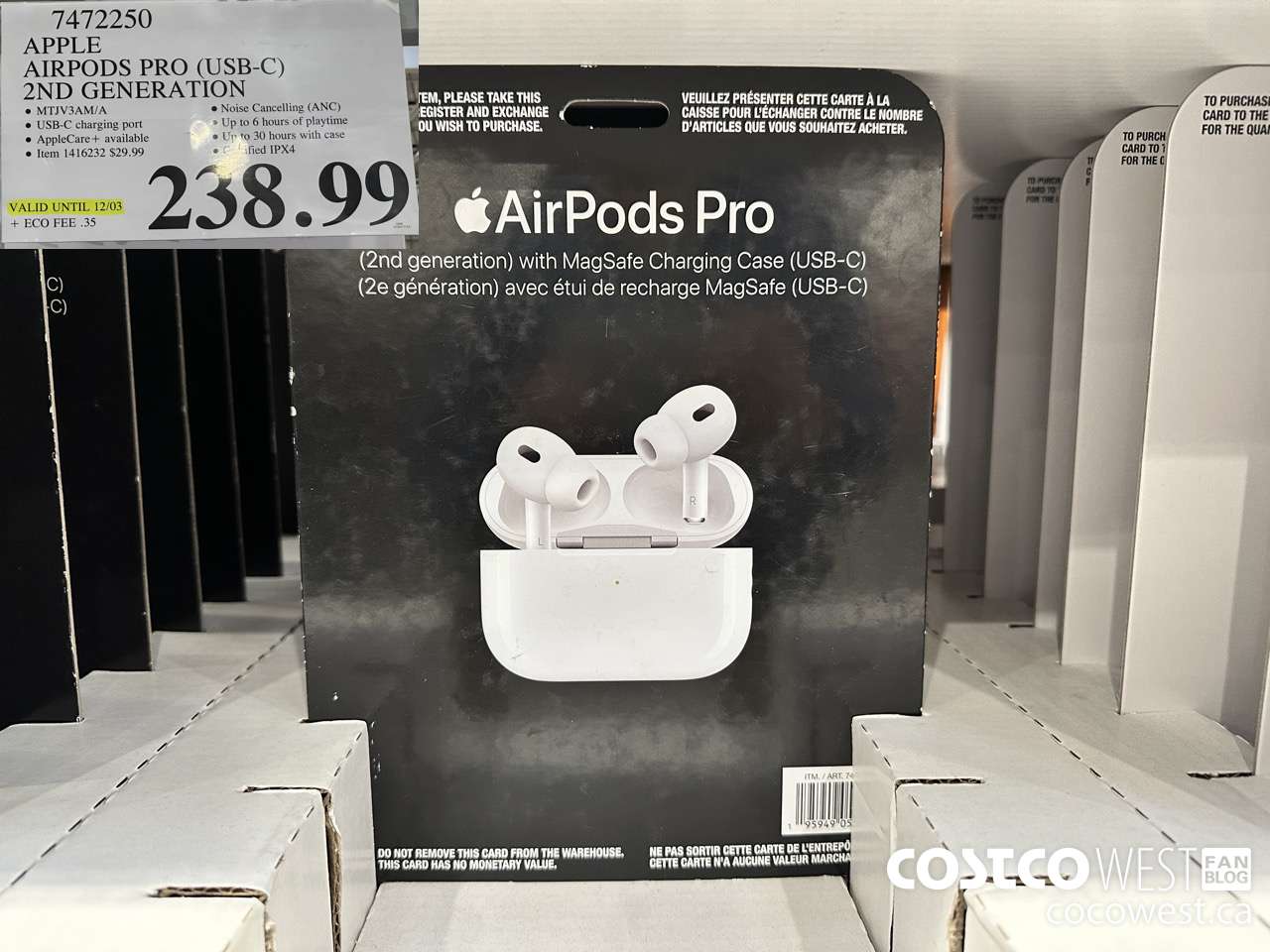 7472250 APPLE AIRPODS PRO 2ND GENERATION (USB-C) (EXPIRES ON 2024-12-03) $238.99