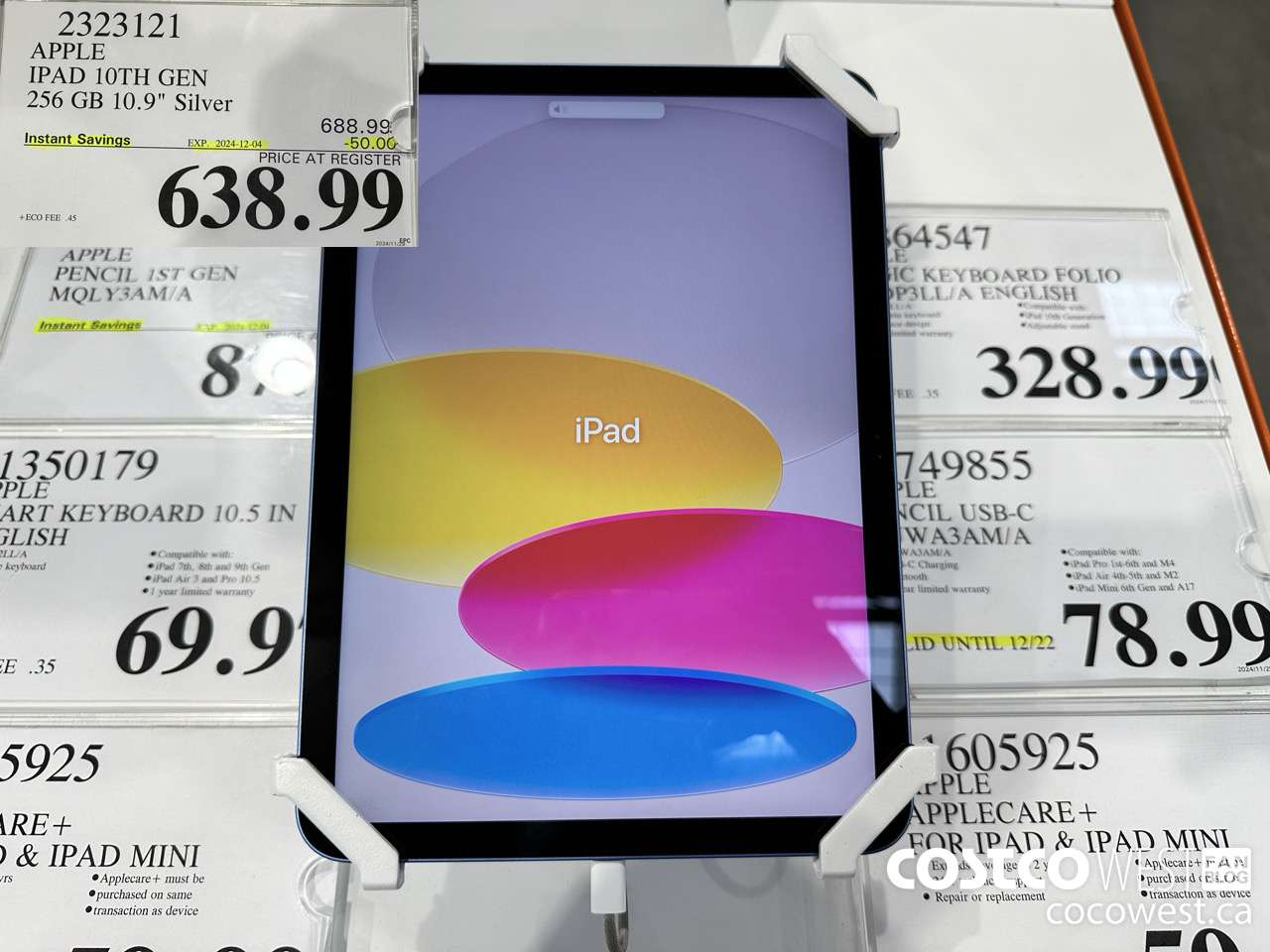 2323121 APPLE IPAD 10TH GEN 256GB SILVER MPQ83VC/A ($50.00 INSTANT SAVINGS EXPIRES ON 2024-12-04) $638.99