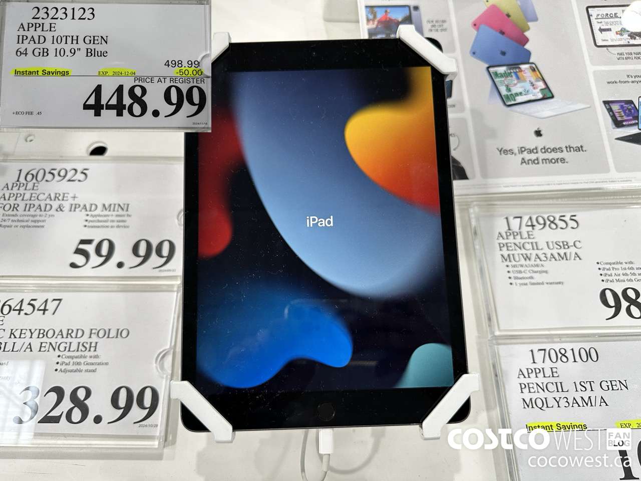 2323123 APPLE IPAD 10 64GB BLUE MPQ13VC/A ($50.00 INSTANT SAVINGS EXPIRES ON 2024-12-04) $448.99