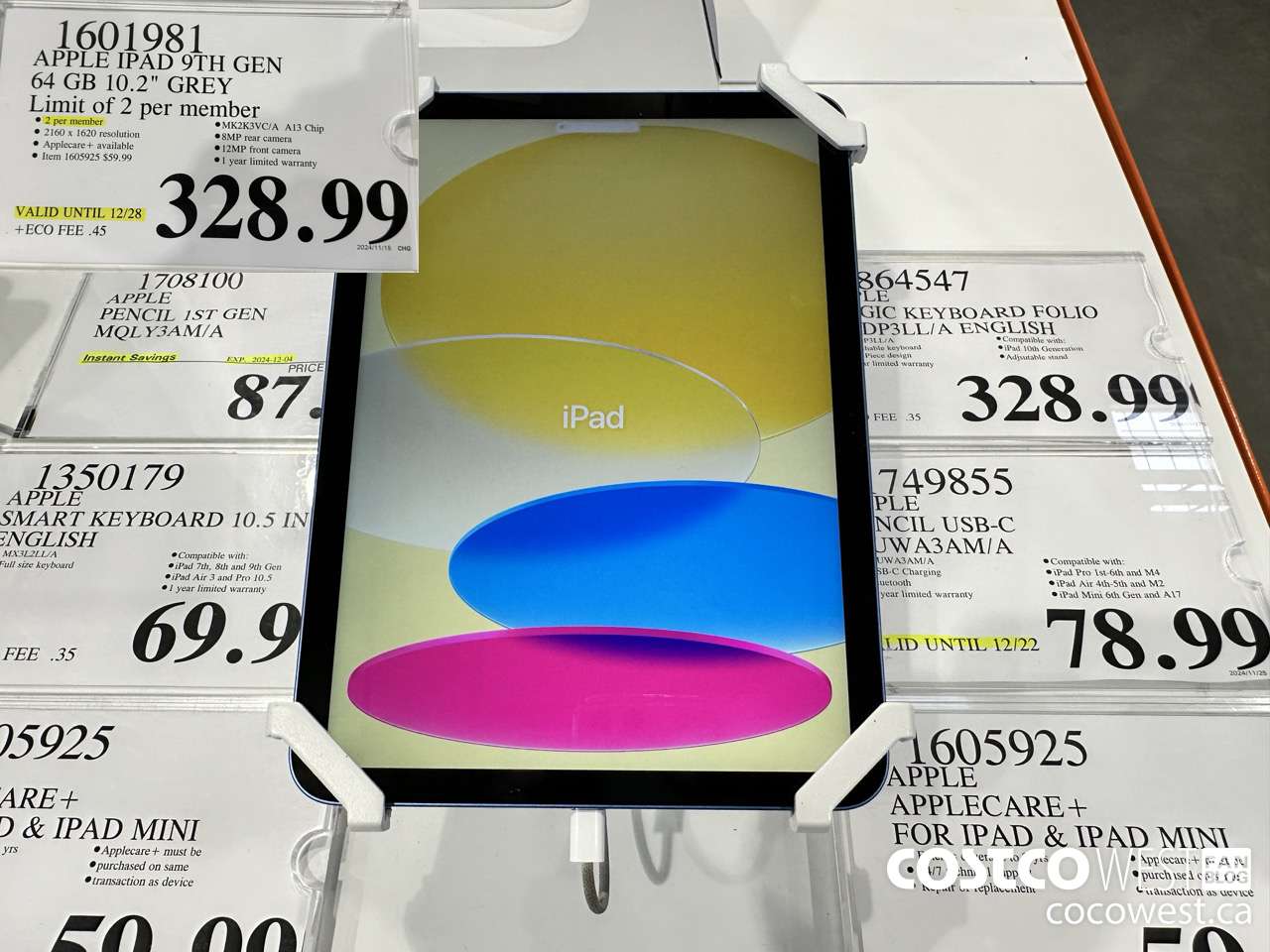 1601981 APPLE IPAD 9TH GEN 64GB 10.2 IN. GREY (EXPIRES ON 2024-12-28) $328.99