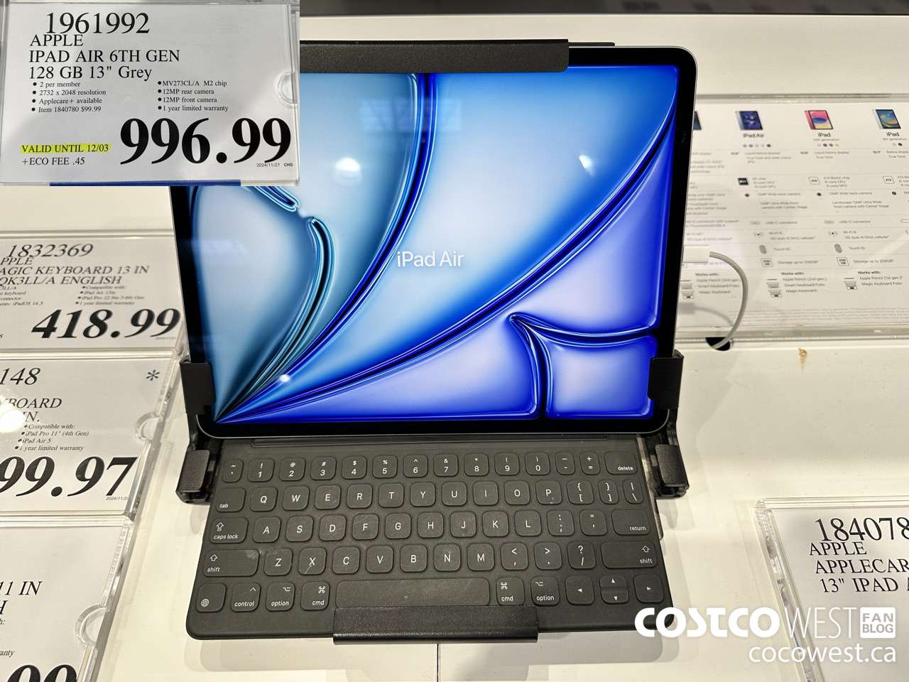 1961992 APPLE IPAD AIR 6TH GEN 128GB 13 IN GREY (EXPIRES ON 2024-12-03) $996.99