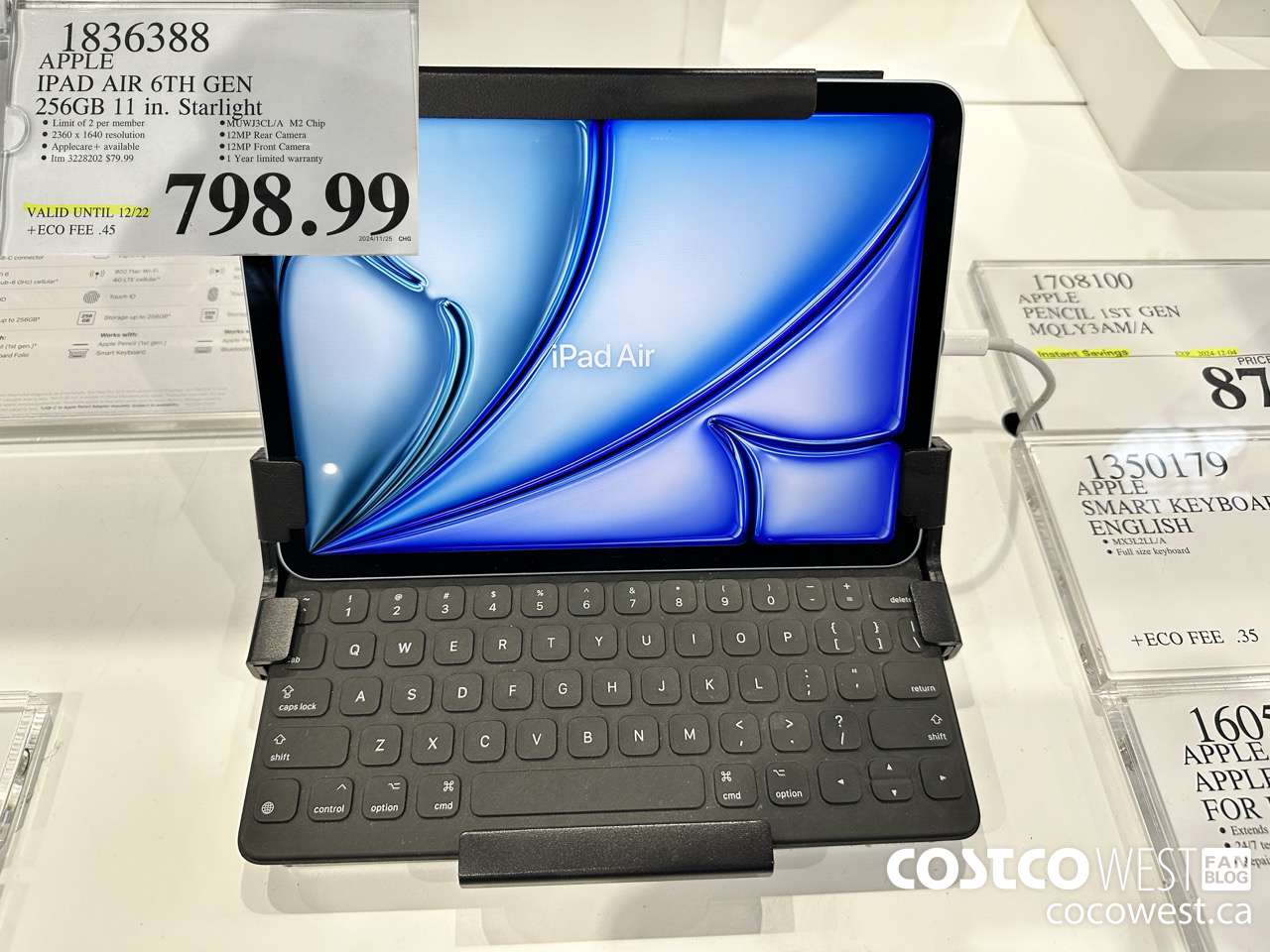 1836388 APPLE IPAD AIR 6TH GEN 256GB 11 IN STARLIGHT (EXPIRES ON 2024-12-22) $798.99