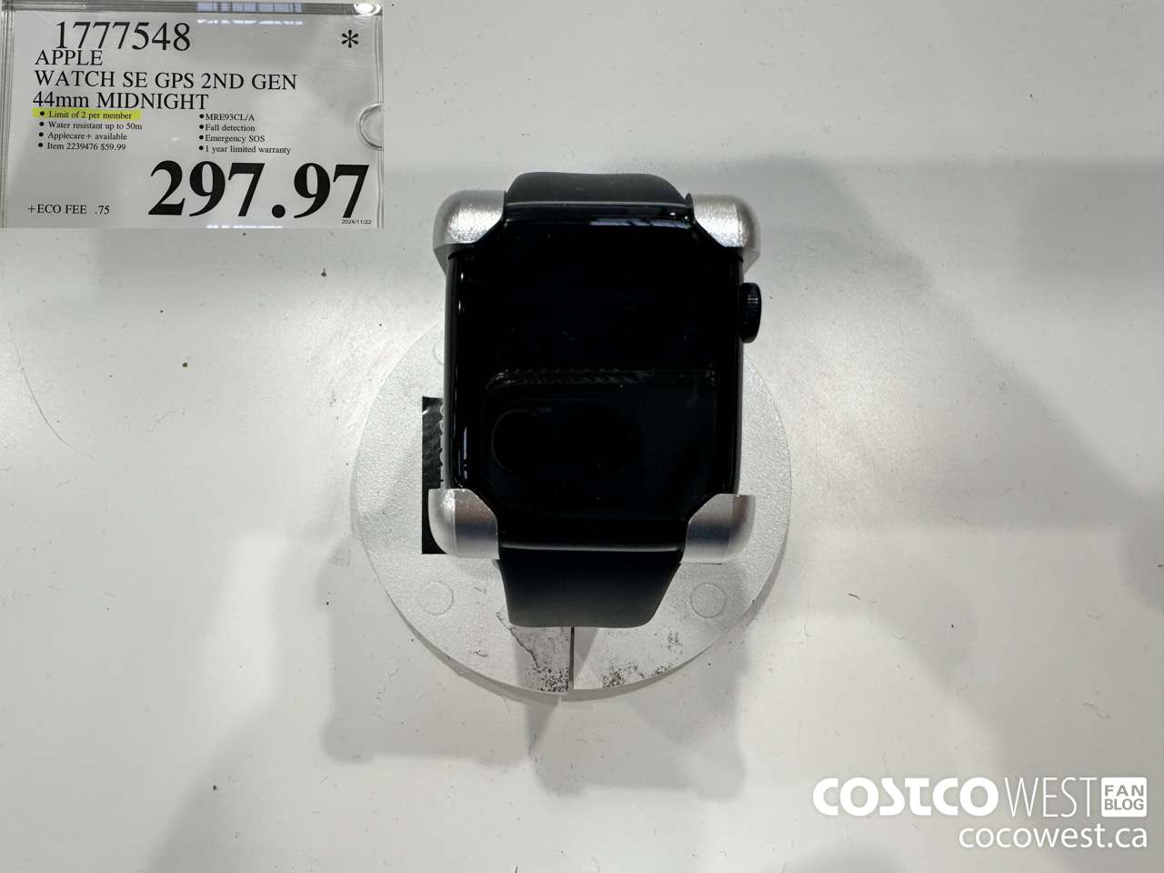 1777548 APPLE WATCH SE GPS 2ND GEN 44MM MIDNIGHT $297.97