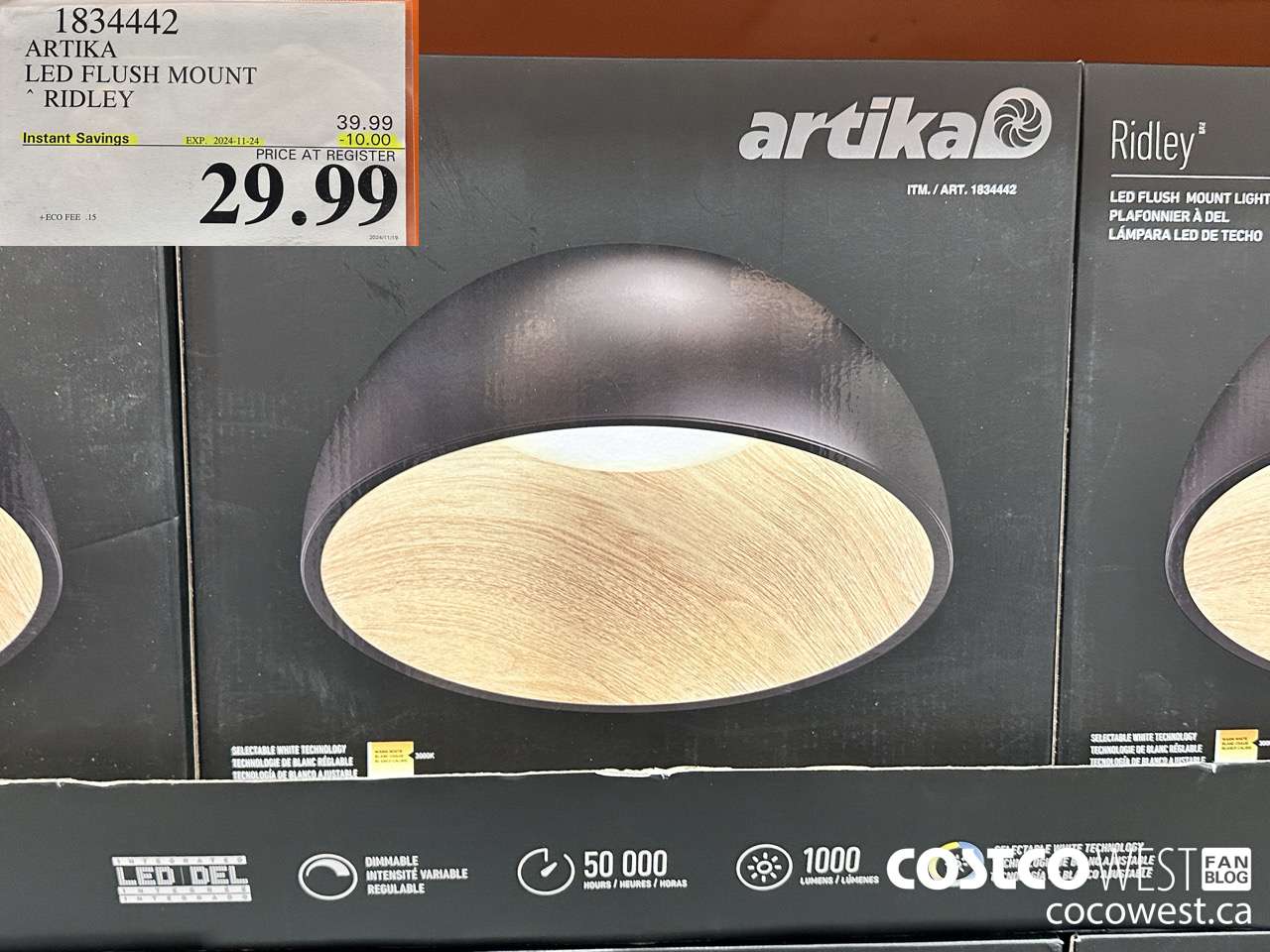 1834442 ARTIKA LED FLUSH MOUNT RIDLEY ($10.00 INSTANT SAVINGS EXPIRES ON 2024-11-24) $29.99
