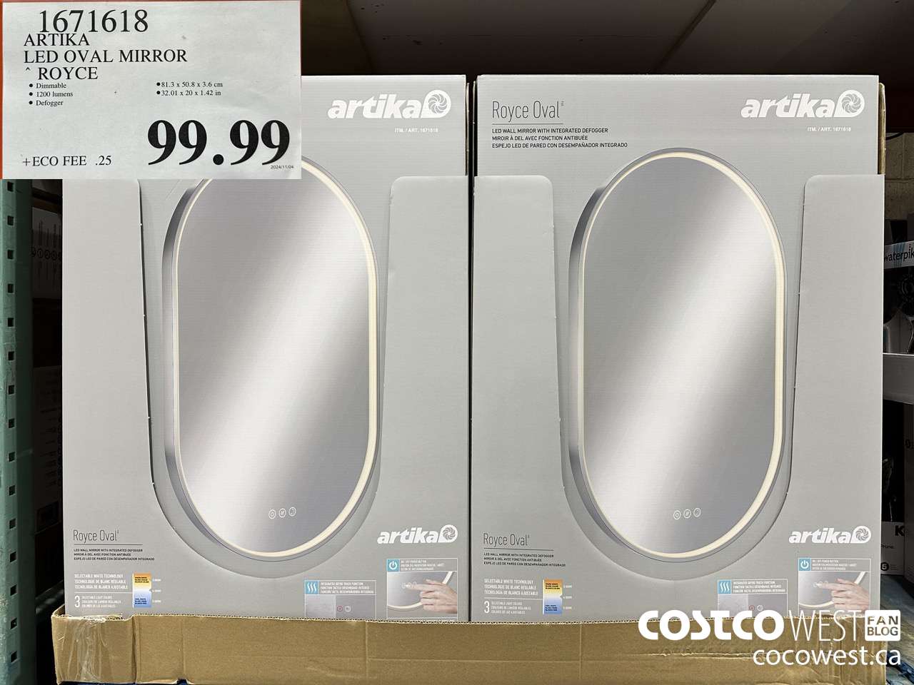 1671618 ARTIKA LED OVAL MIRROR ROYCE $99.99