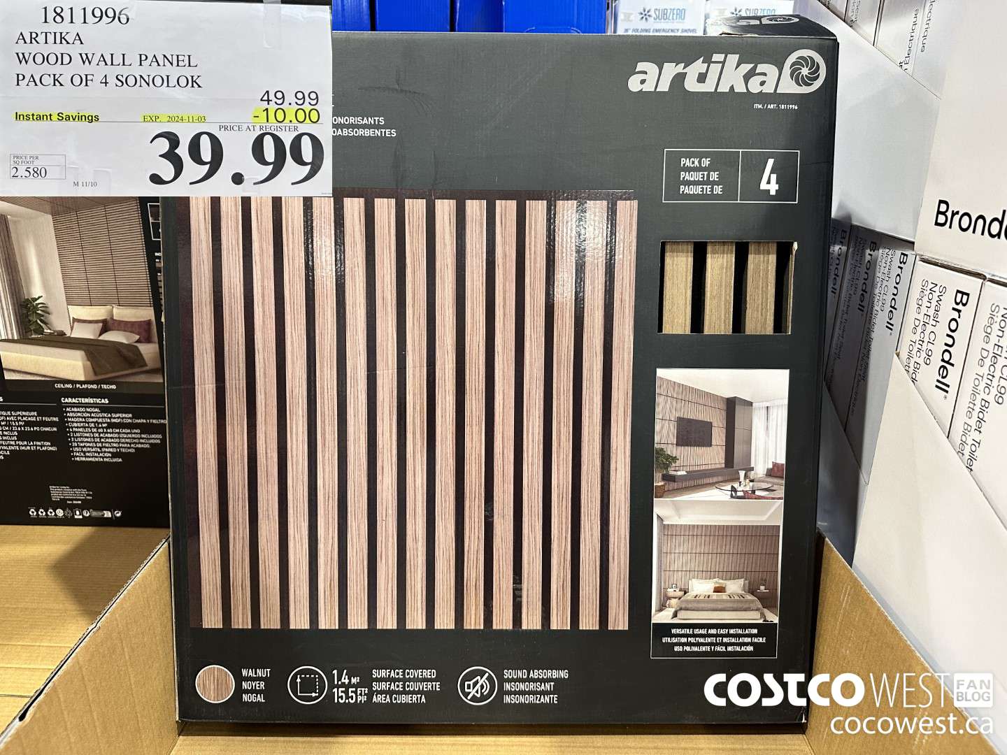 1811996 ARTIKA WOOD WALL PANEL PACK OF 4 SONOLOK ($10.00 INSTANT SAVINGS EXPIRES ON 2024-11-03) $39.99