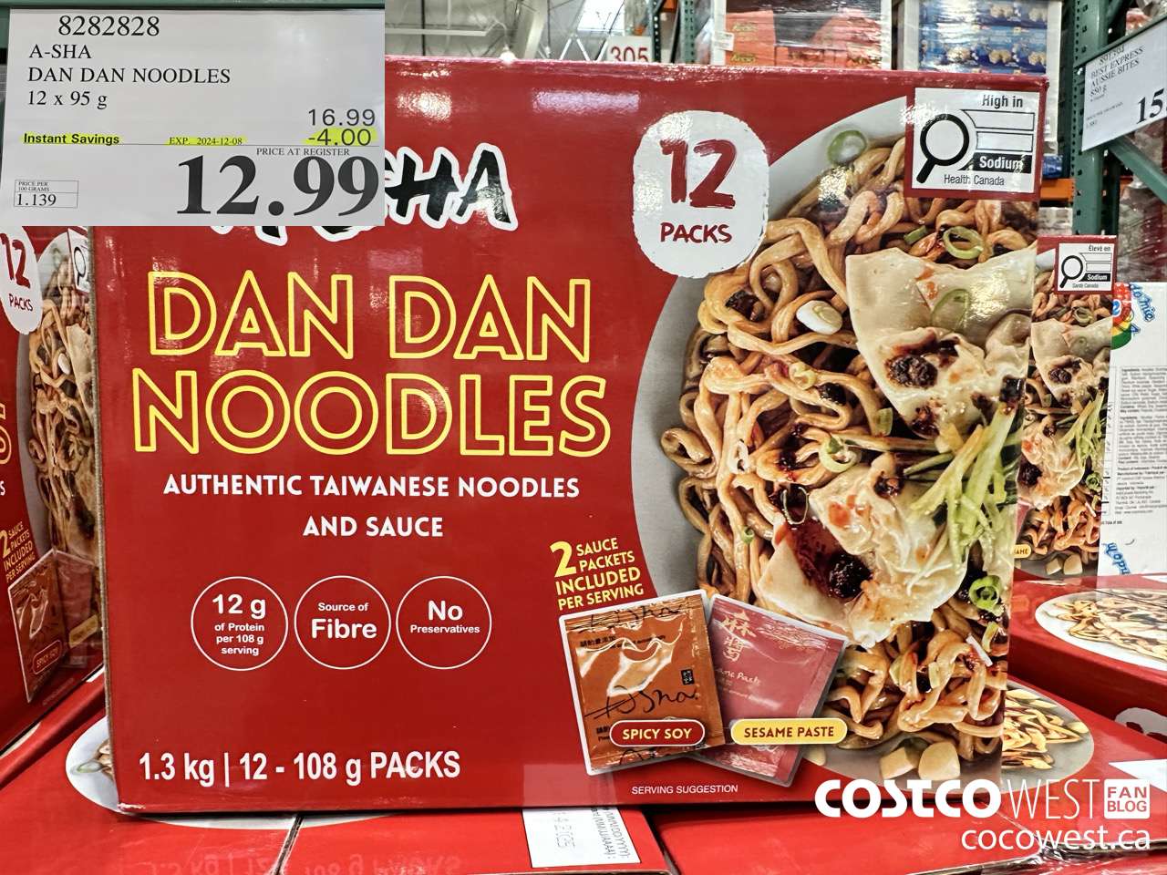8282828 A-SHA DAN DAN NOODLES 12 X 95G ($5.00 INSTANT SAVINGS EXPIRES ON 2024-12-08) $12.99