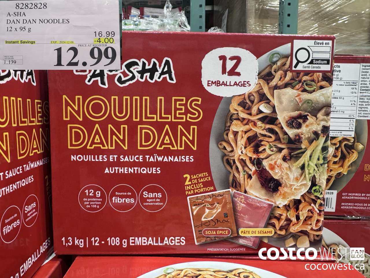 8282828 A-SHA DAN DAN NOODLES 12 X 95G ($4.00 INSTANT SAVINGS EXPIRES ON 2024-12-08) $12.99