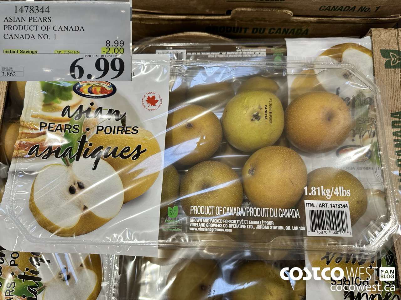 1478344 ASIAN PEARS PRODUCT OF CANADA CANADA NO 1 ($2.00 INSTANT SAVINGS EXPIRES ON 2024-11-24) $6.99