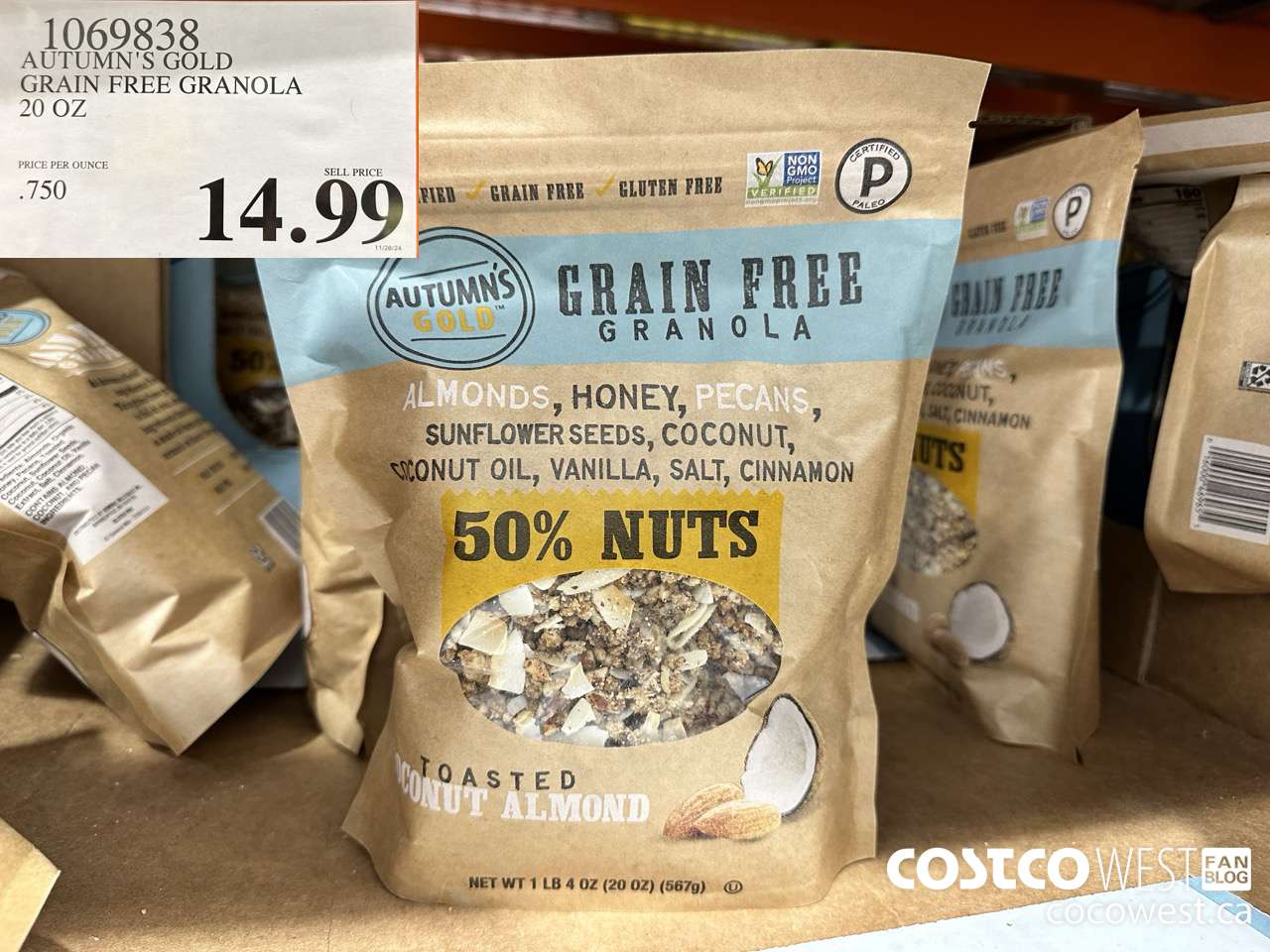 1069838 AUTUMN'S GOLD GRAIN FREE GRANOLA 20 OZ $14.99